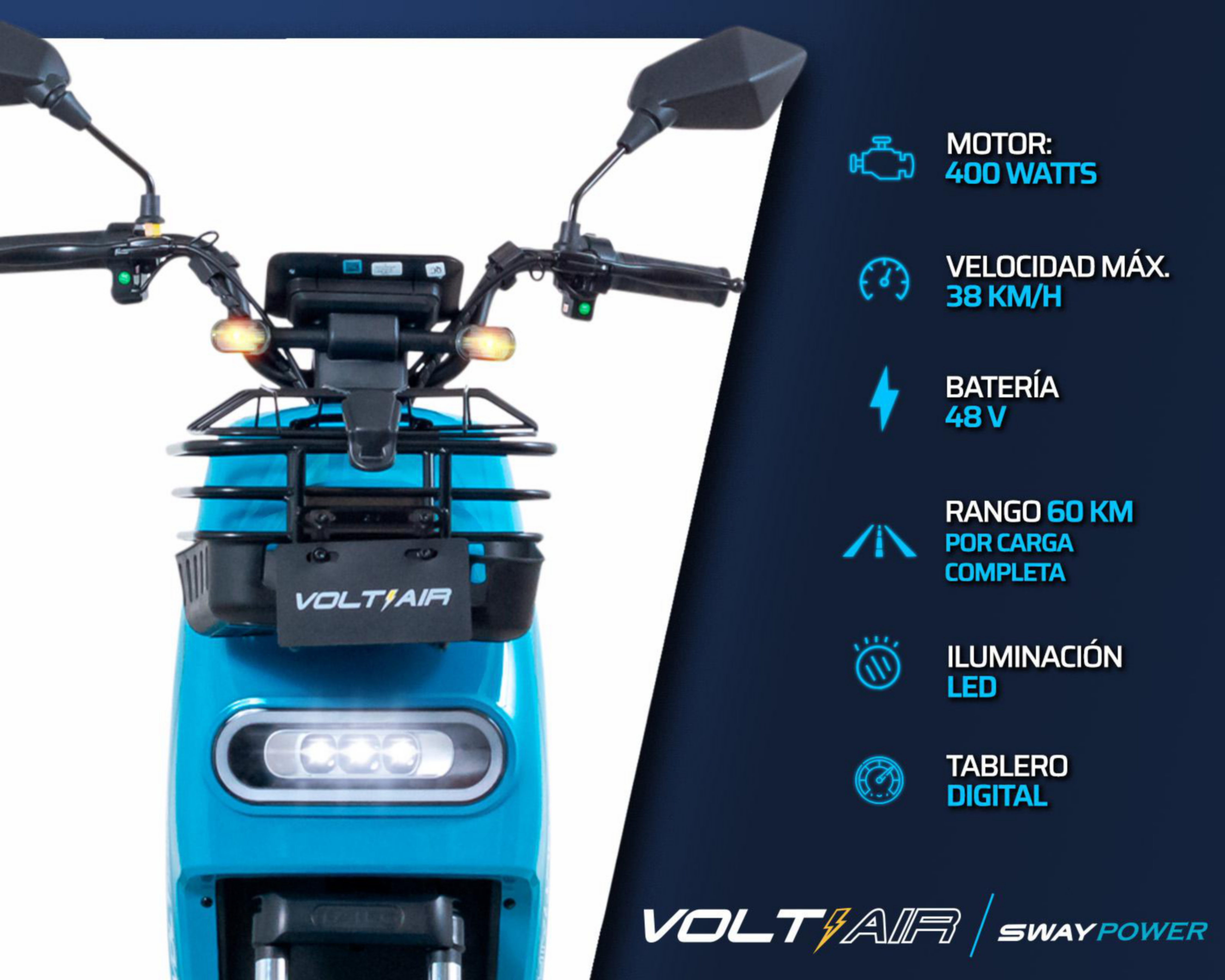Foto 6 pulgar | Moto Eléctrica Voltair Sway Power Azul 2024