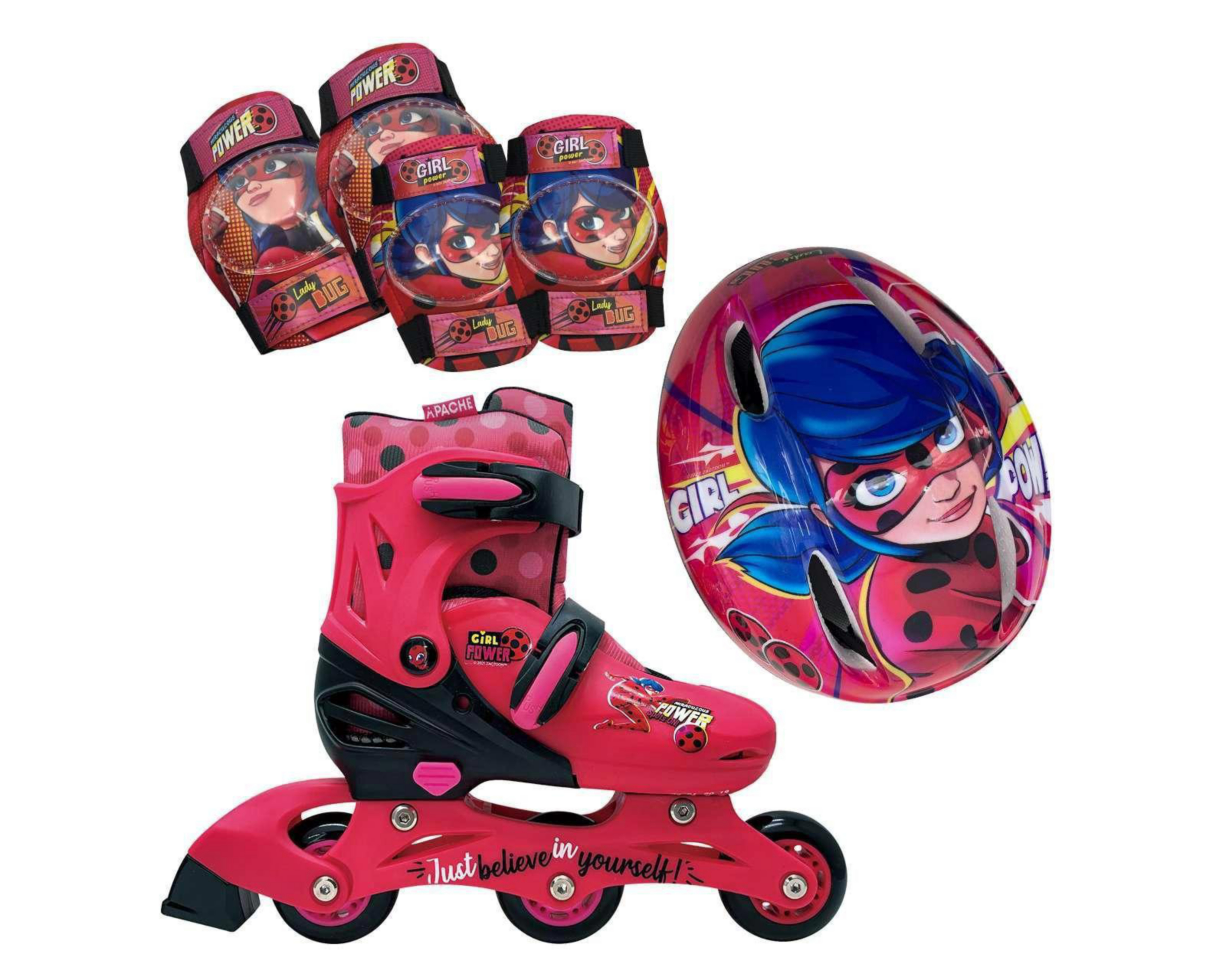Foto 3 pulgar | Patines Apache Ladybug color Rojo Talla 19 - 22