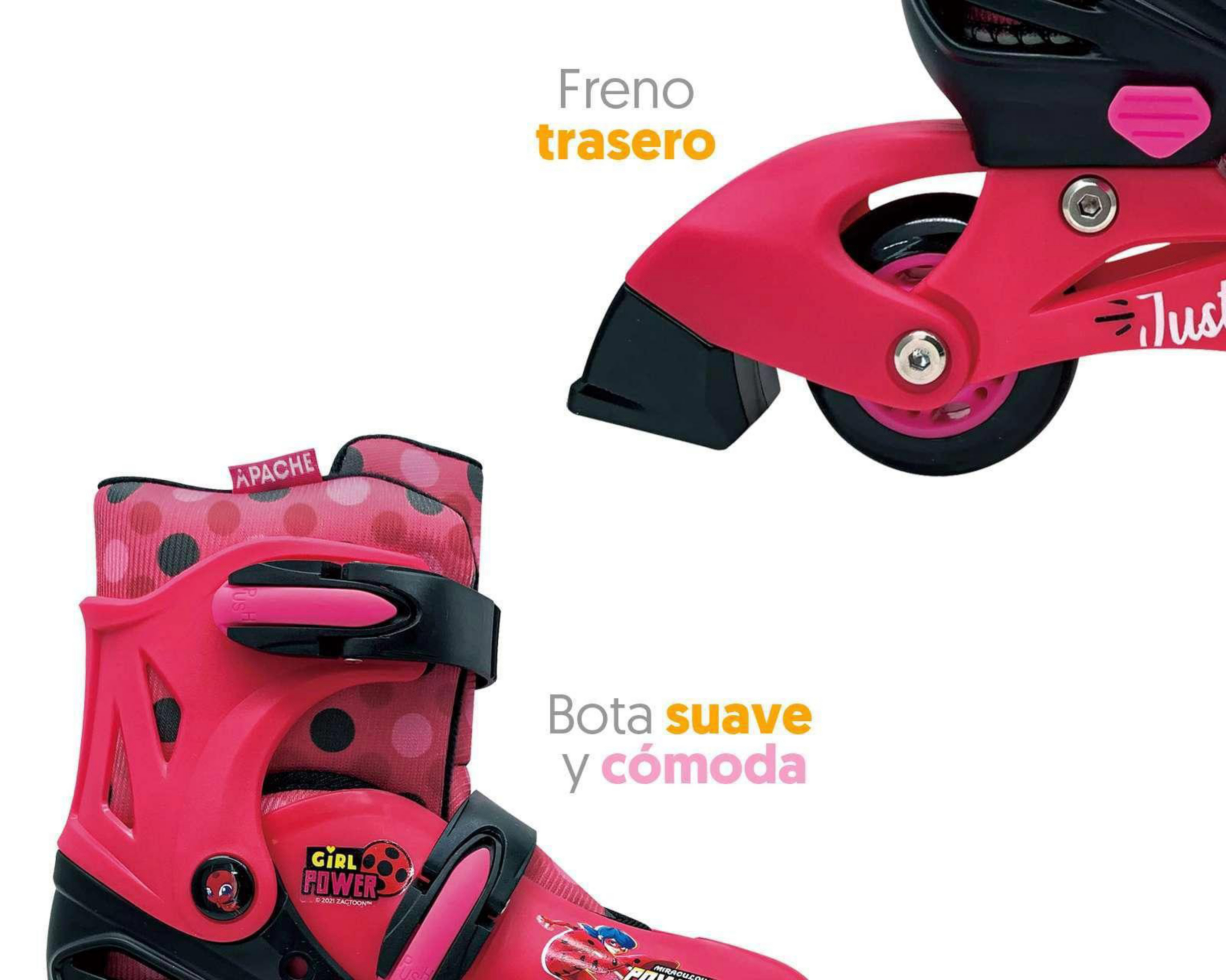 Foto 7 pulgar | Patines Apache Ladybug color Rojo Talla 19 - 22