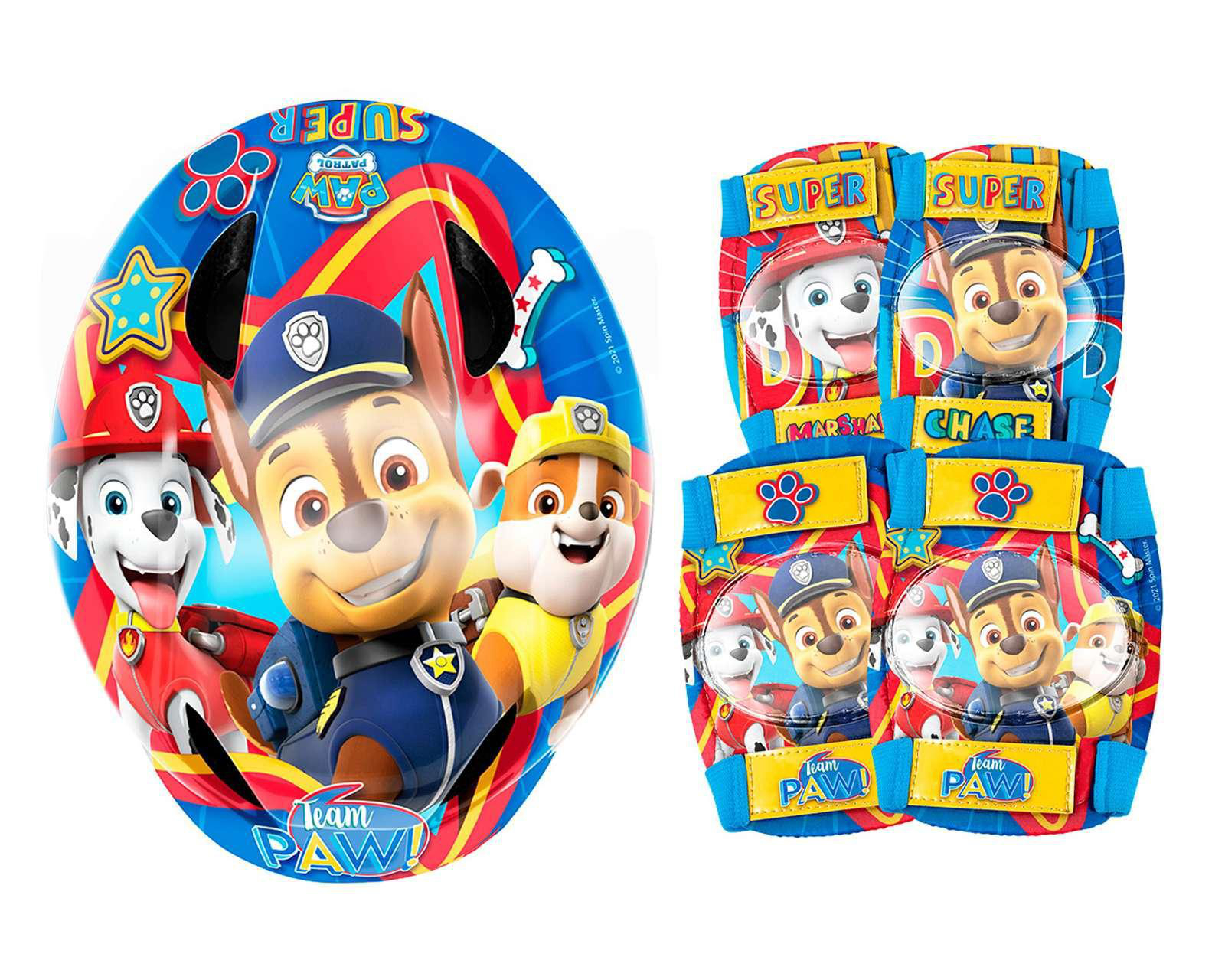 Casco y Rodilleras Paw Patrol 5 Piezas