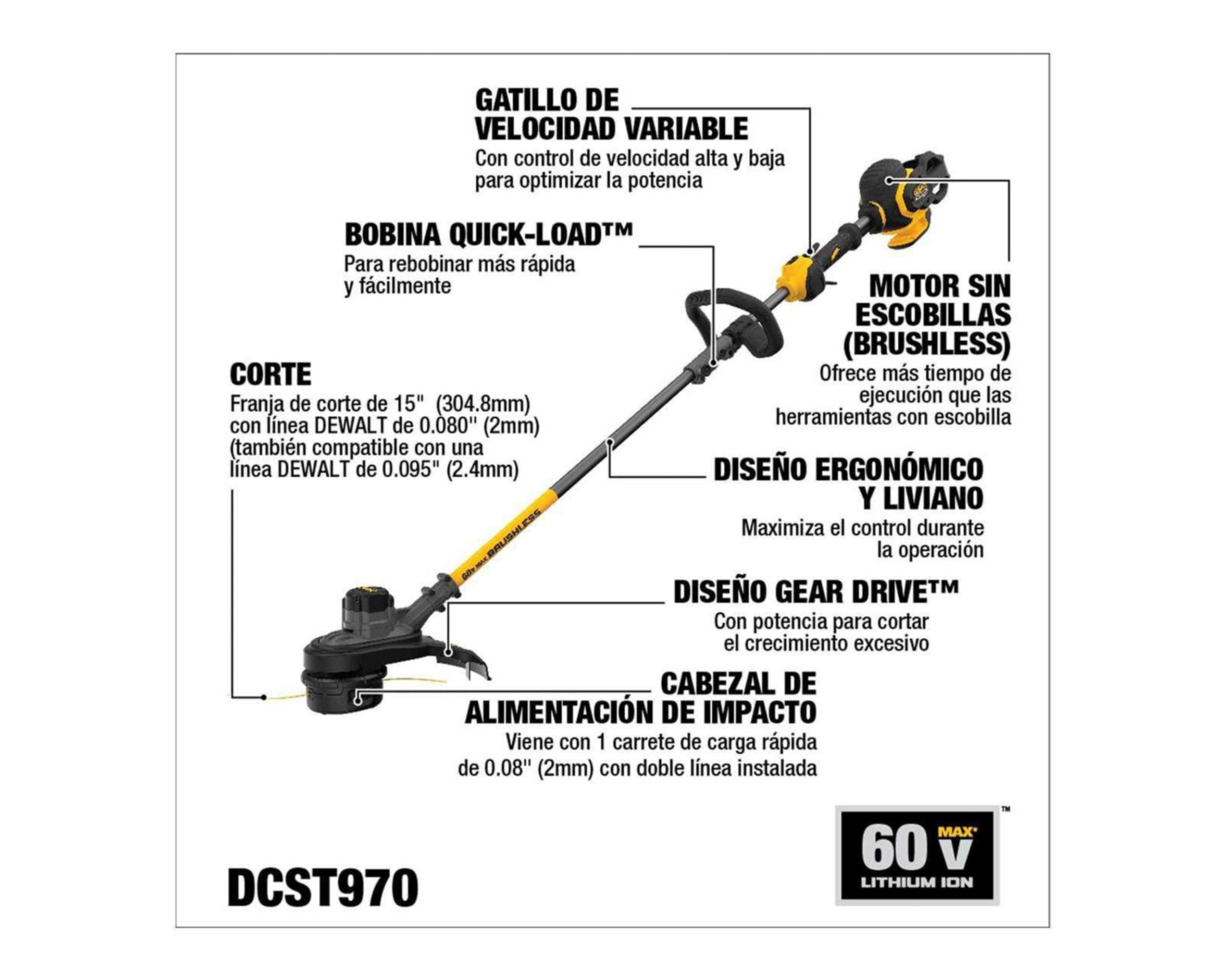 Foto 6 pulgar | Desbrozadora Dewalt DCST970X1S 60V MAX