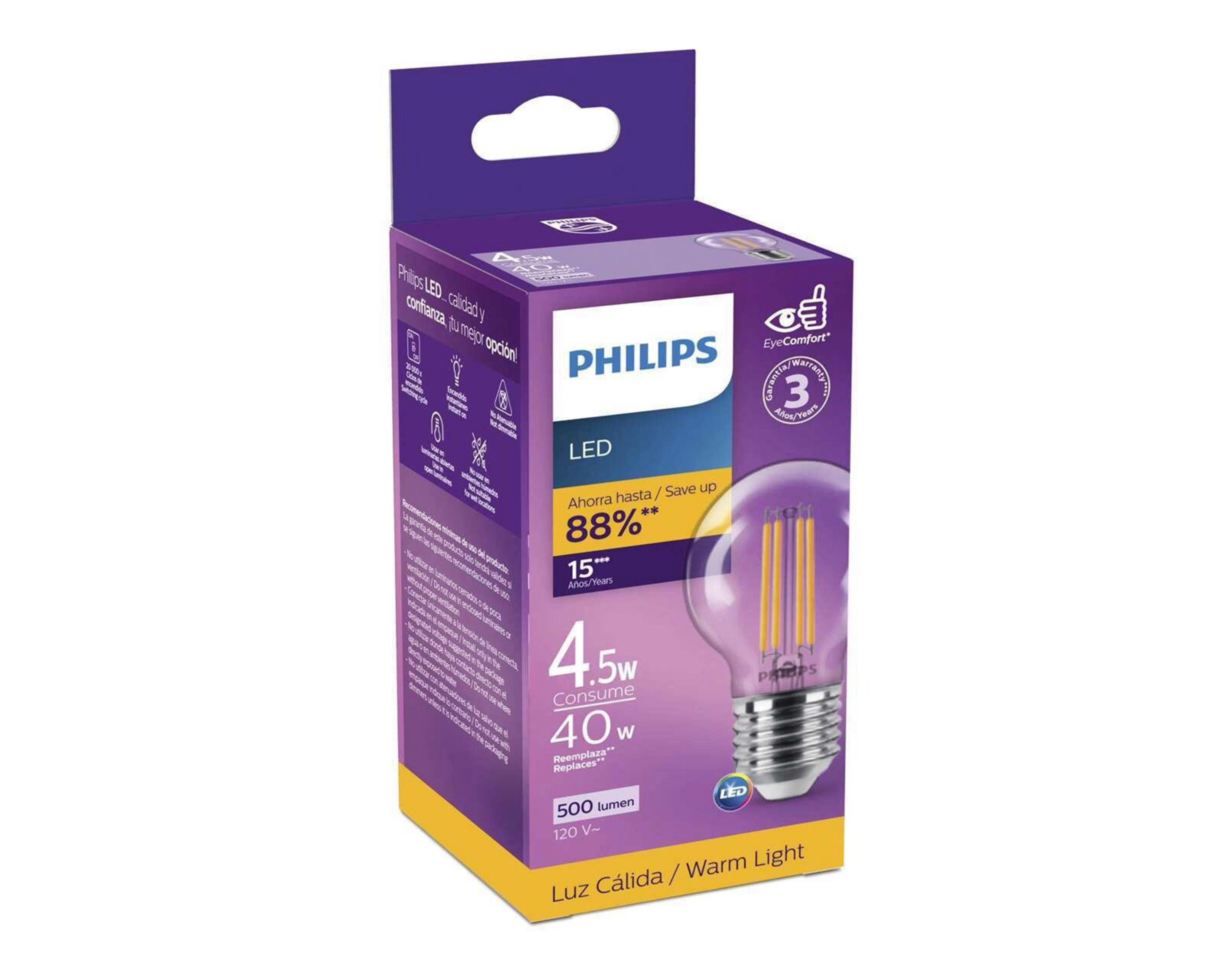 Foto 4 pulgar | Foco LED Philips 4.5 W Luz Cálida