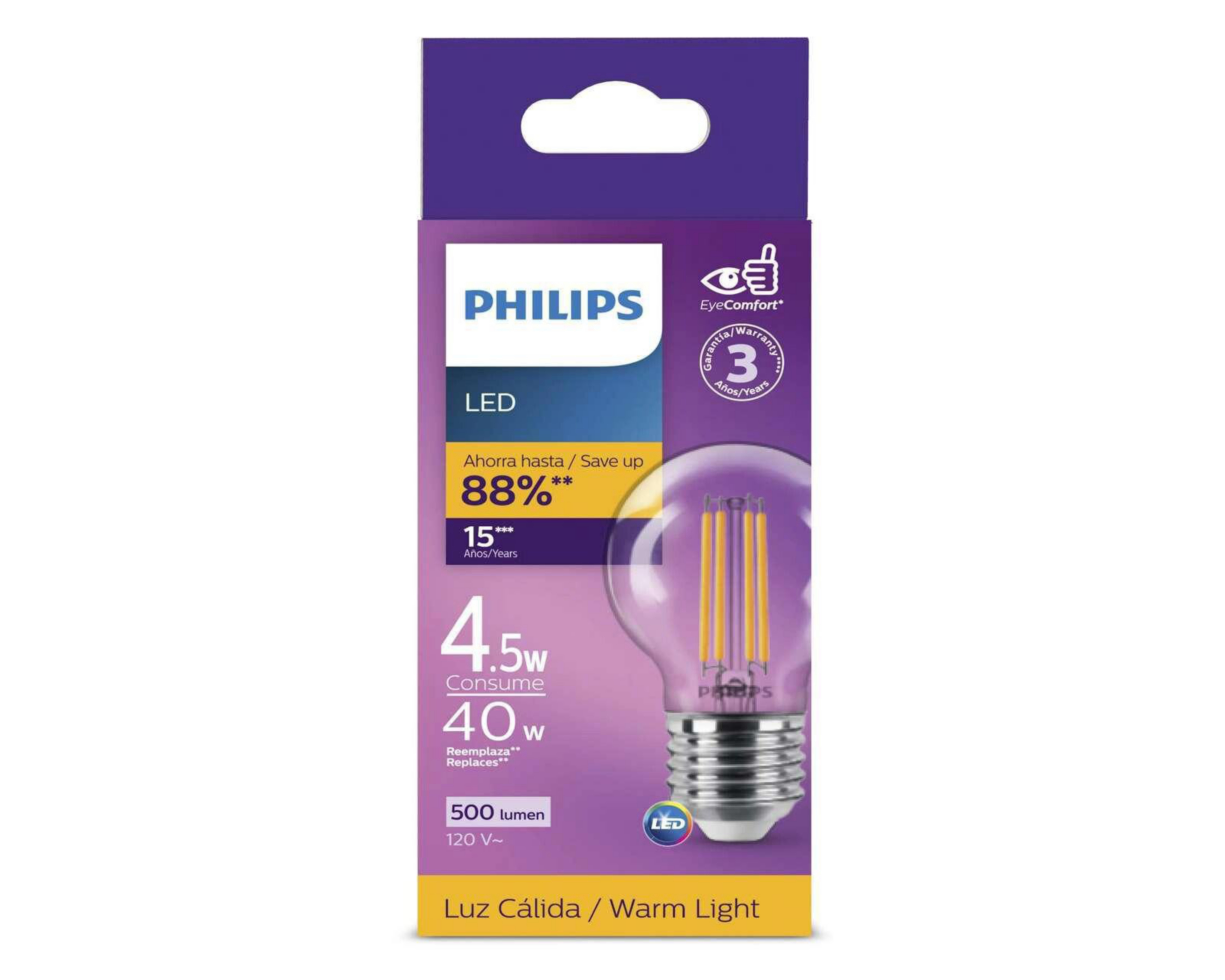 Foto 5 pulgar | Foco LED Philips 4.5 W Luz Cálida