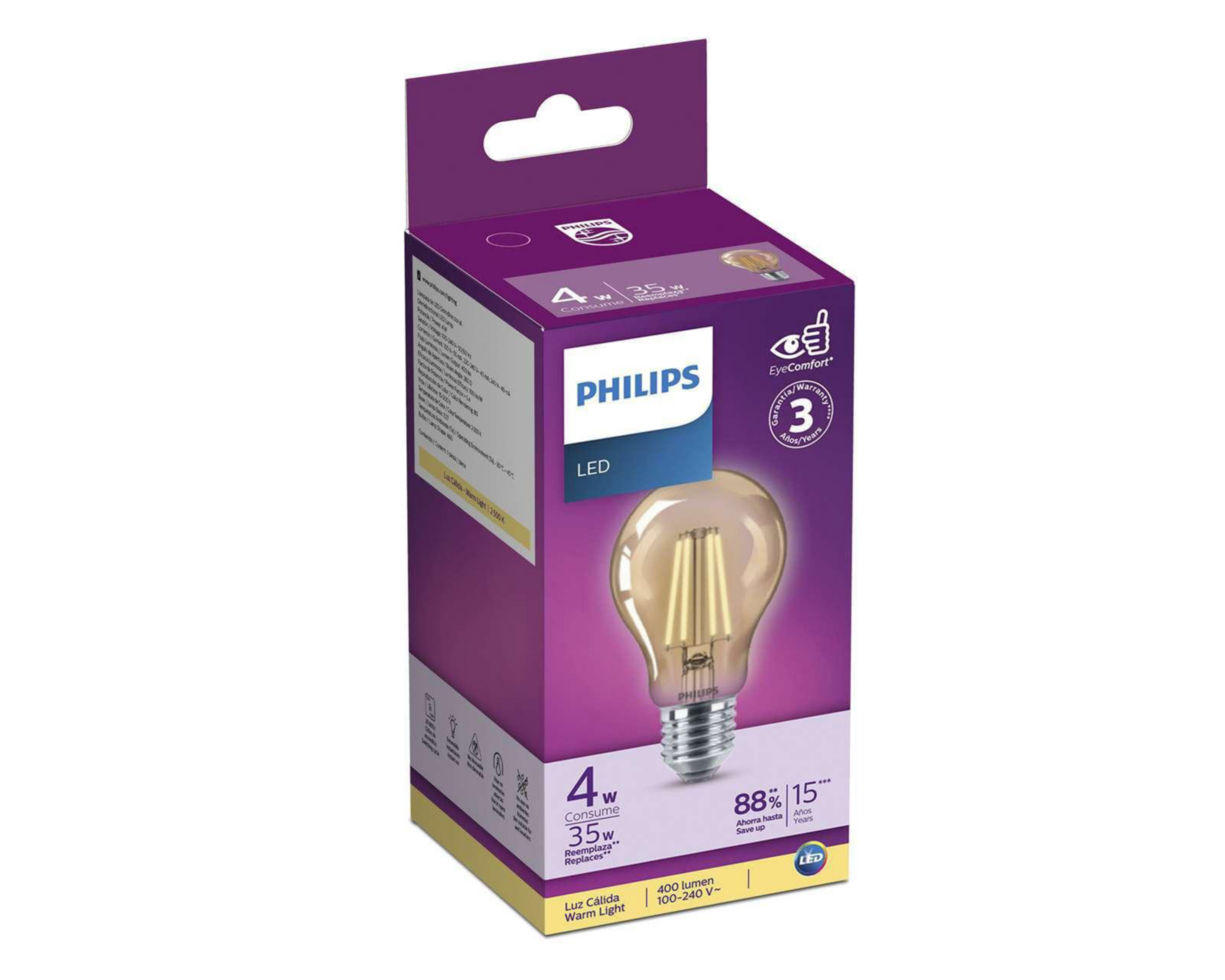 Foto 4 pulgar | Foco LED Philips A60 4 W