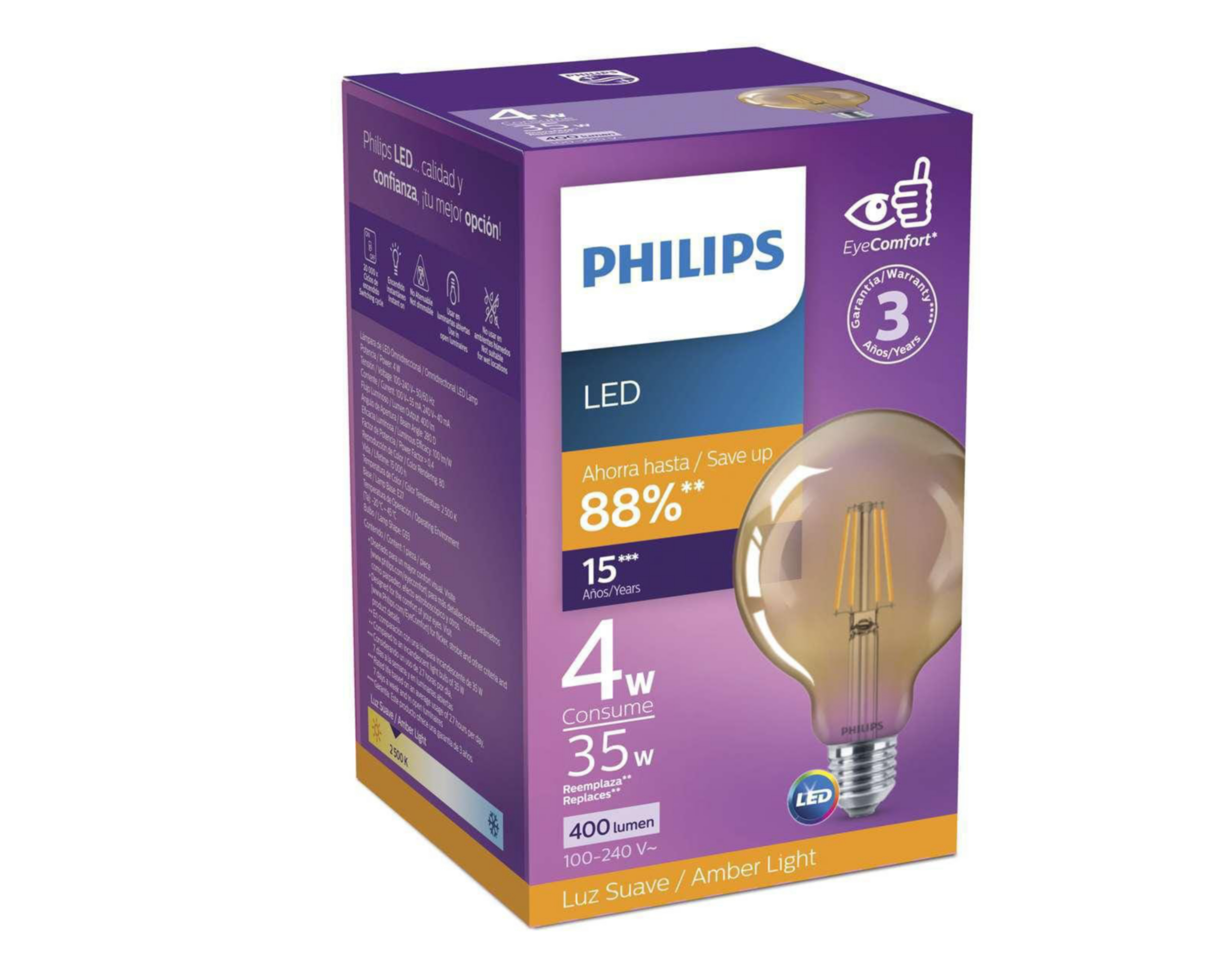 Foto 4 pulgar | Foco LED Philips 4 W Luz Cálida