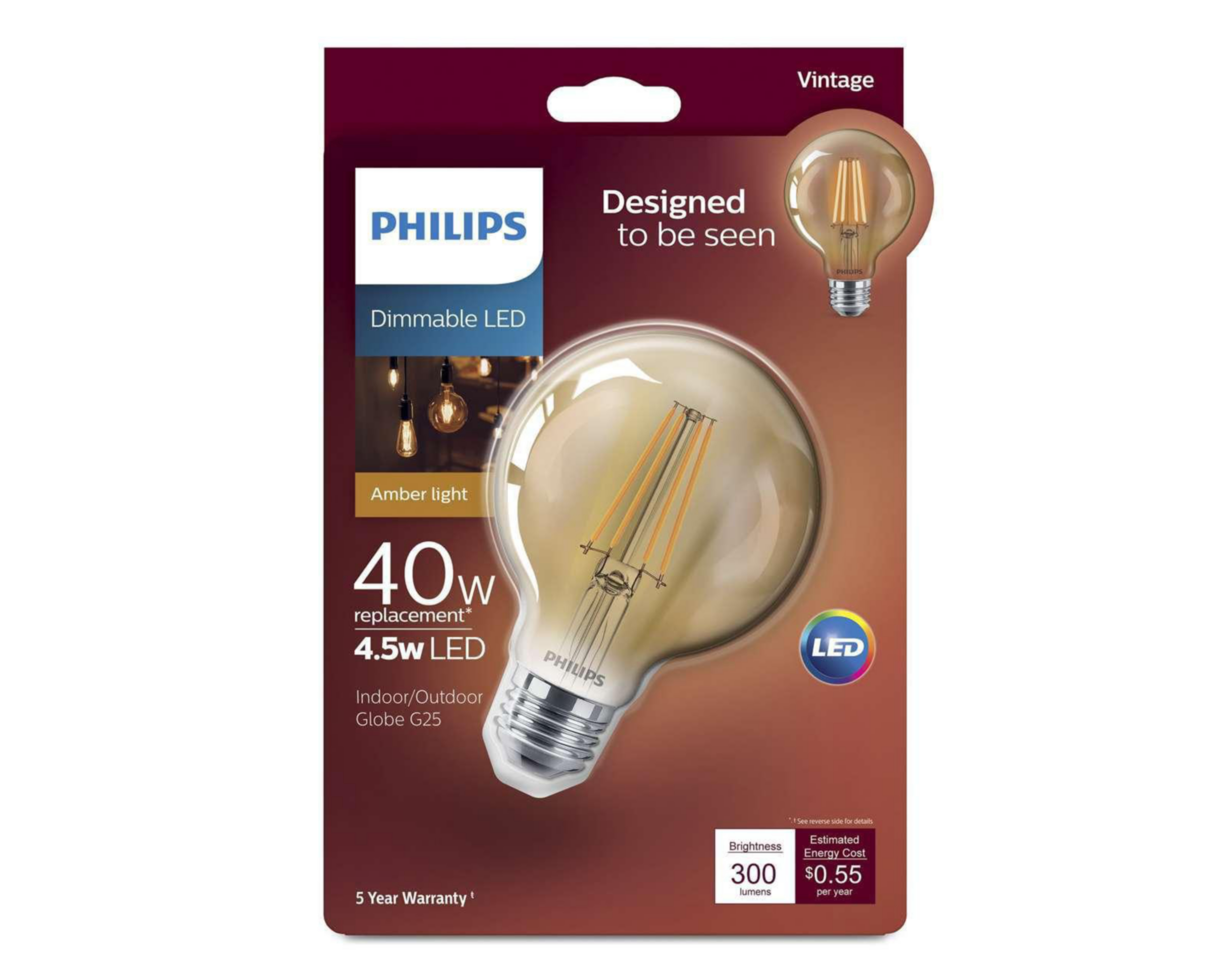 Foco LED Philips 4.5 W Luz Cálida $109
