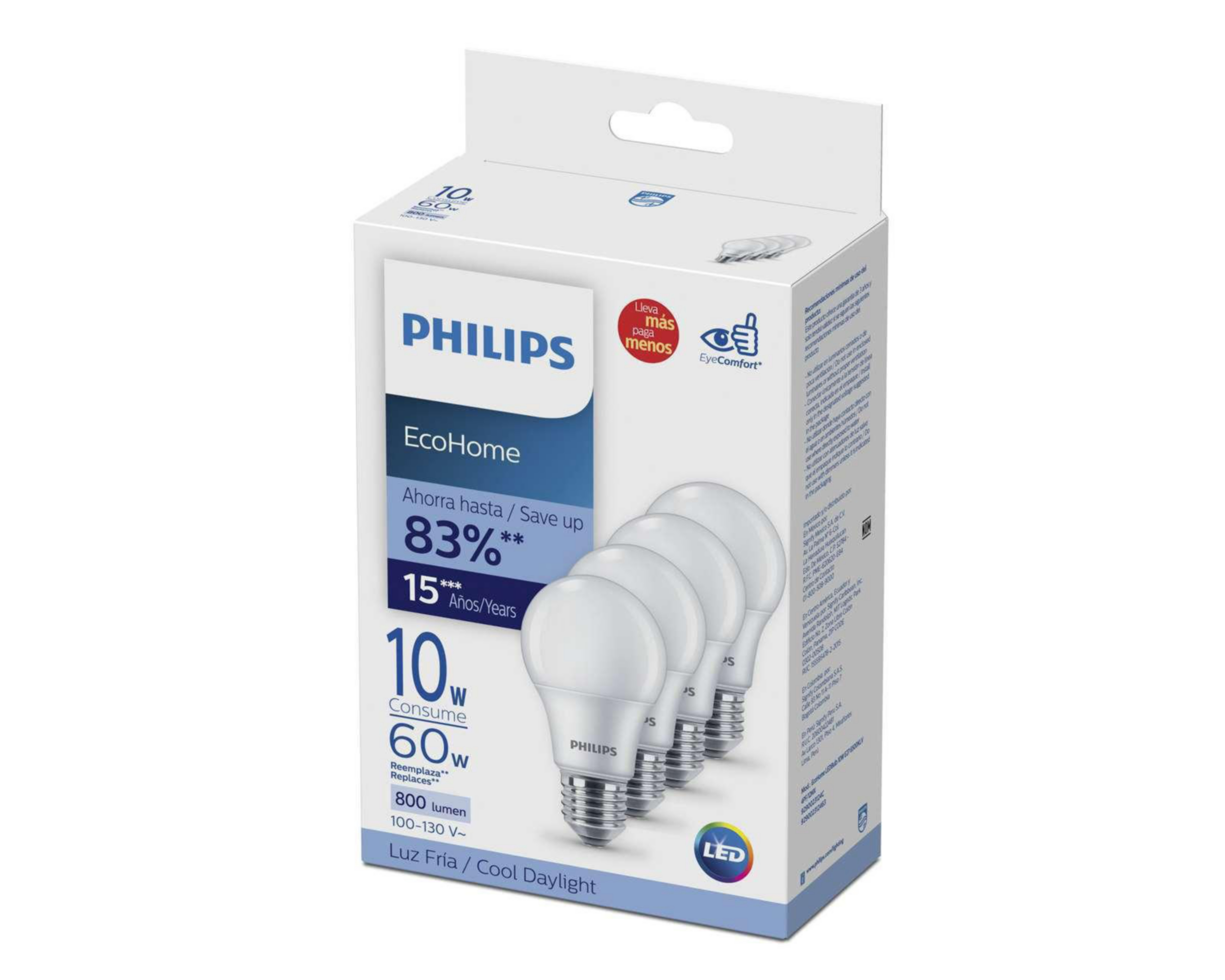 Foto 3 pulgar | Focos LED Philips 10 W Luz Fría 4 Piezas