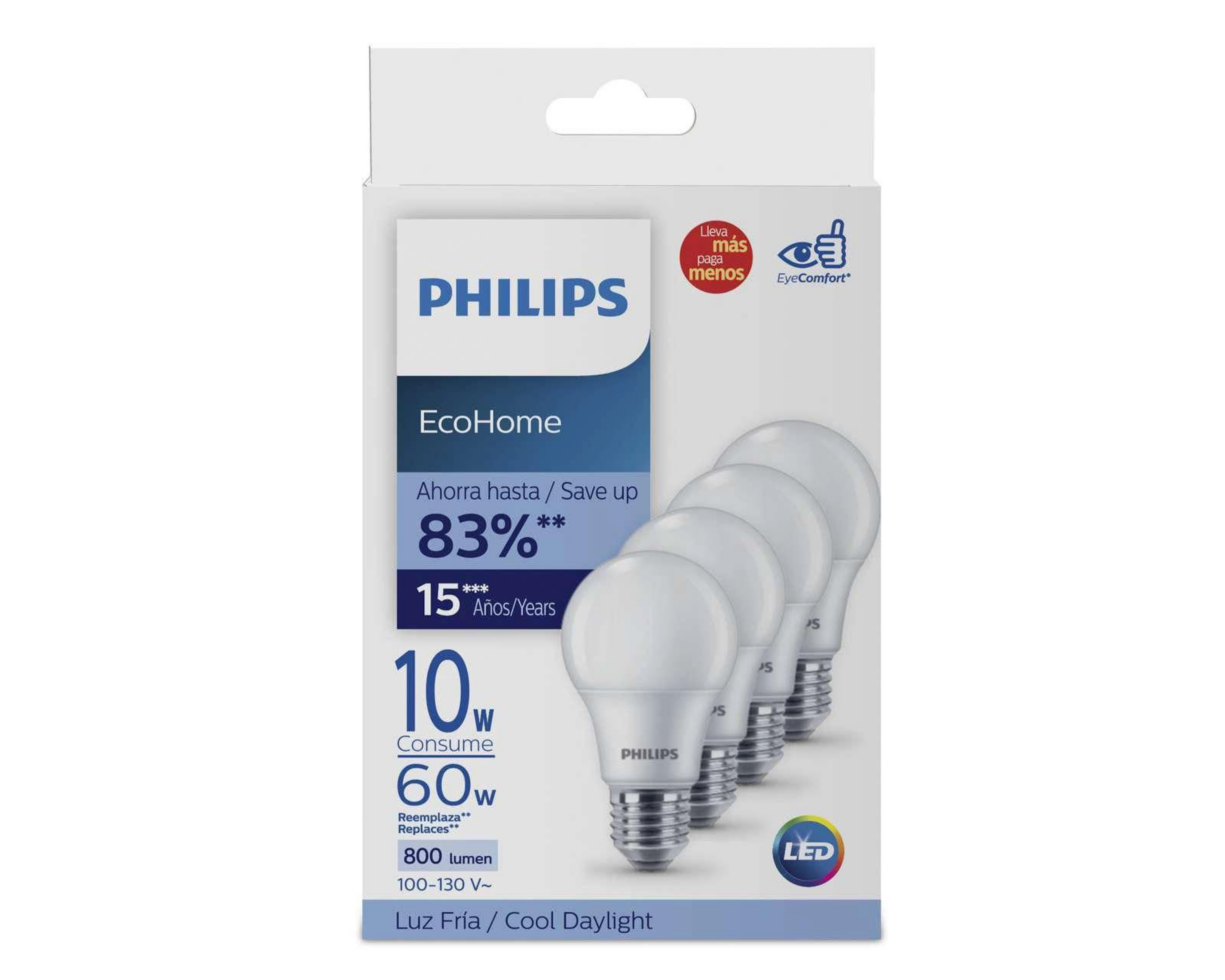 Foto 4 pulgar | Focos LED Philips 10 W Luz Fría 4 Piezas