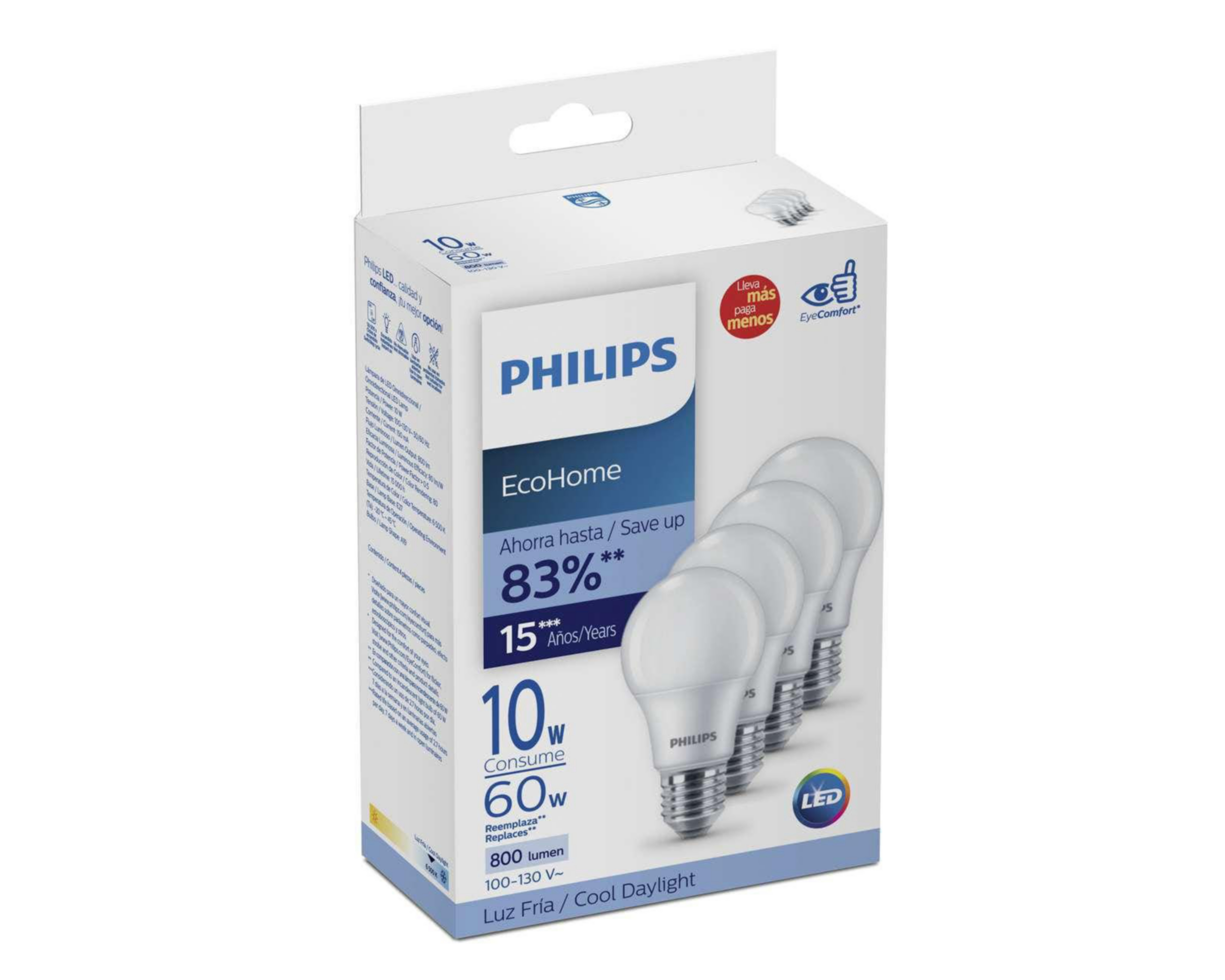 Foto 5 pulgar | Focos LED Philips 10 W Luz Fría 4 Piezas