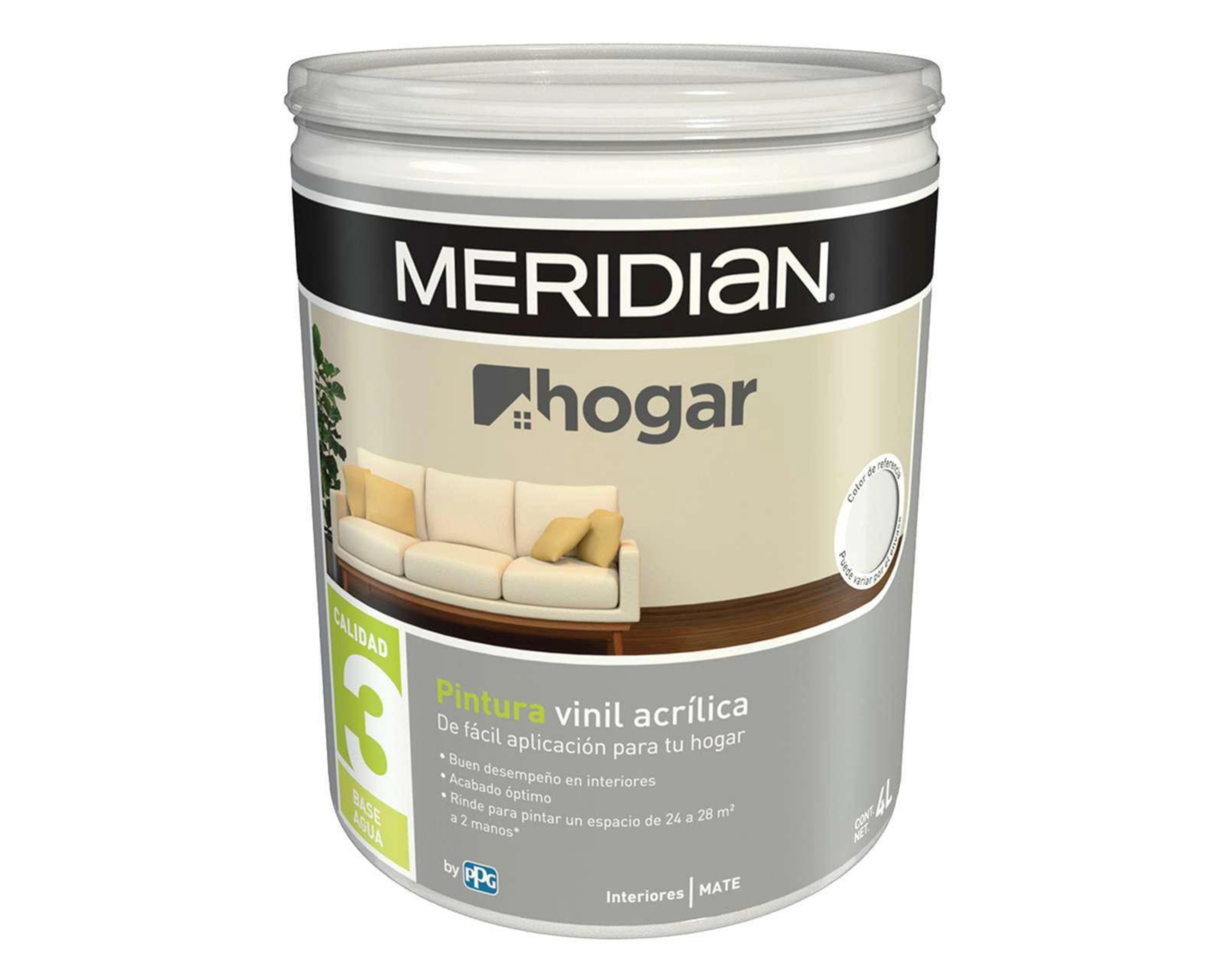 Pintura Vinil Acrílica Meridian Blanca 4 l