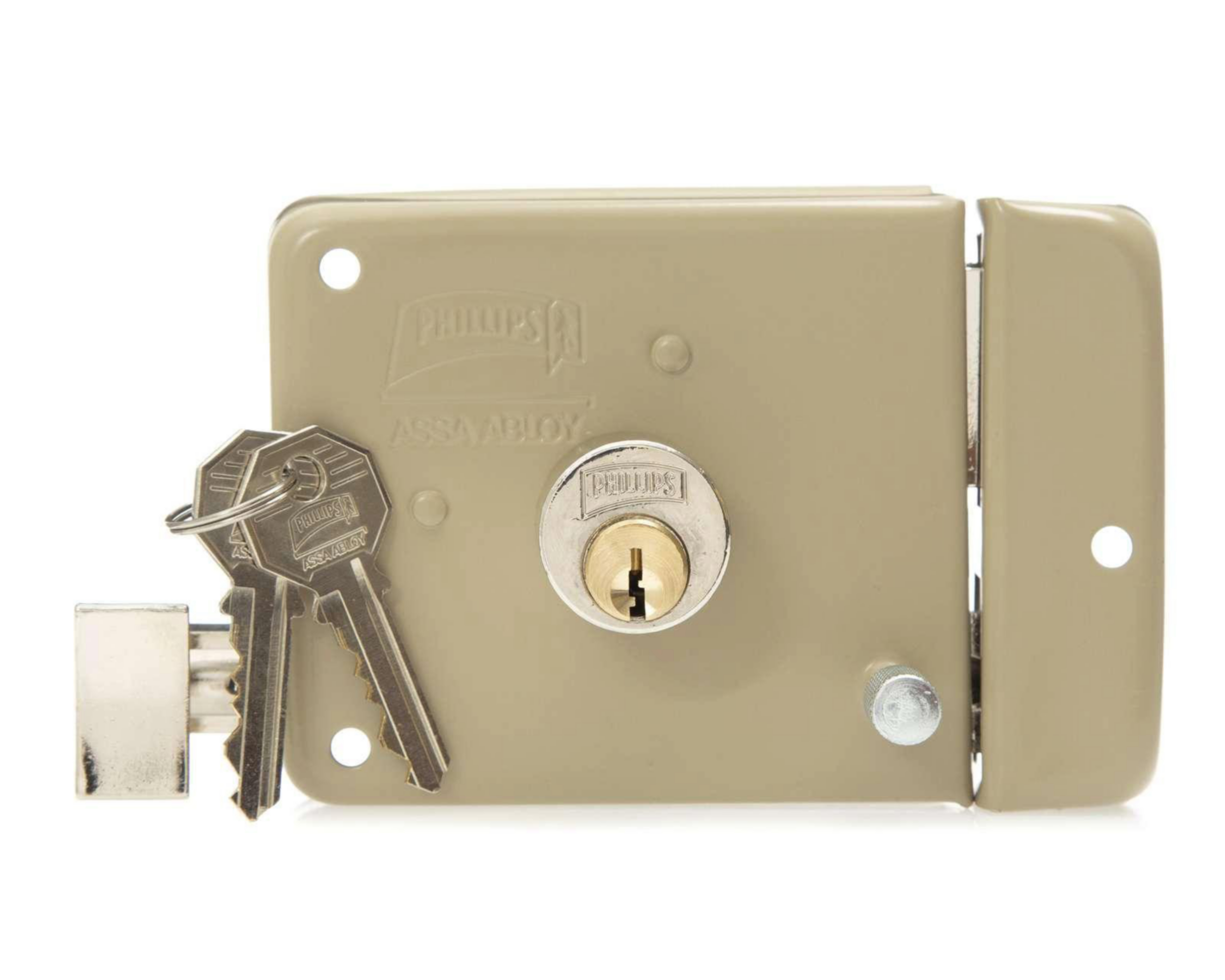 Cerradura Sobreponer Phillips para Puerta Principal Beige