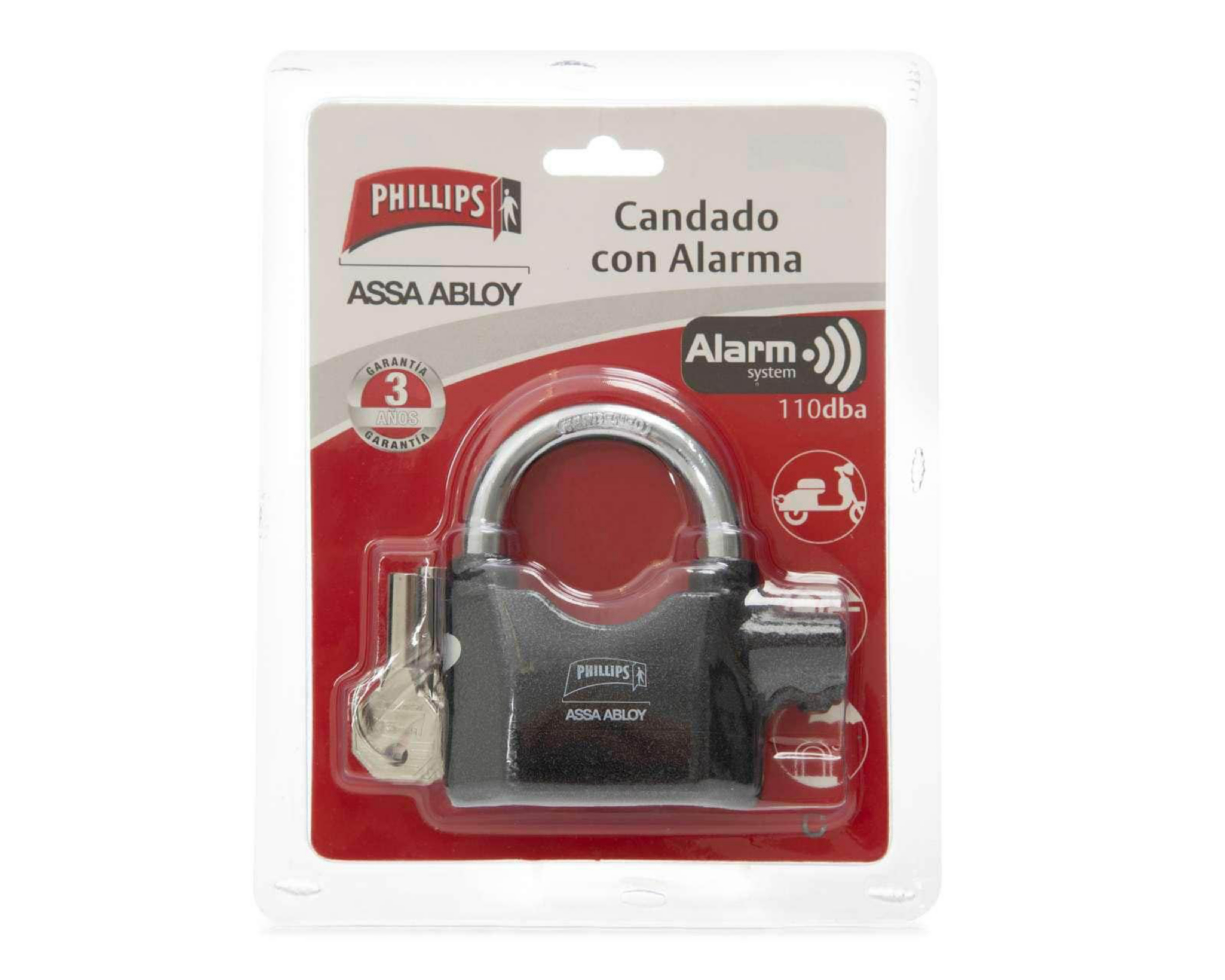 Foto 5 | Candado Phillips Con Alarma 1 Pieza