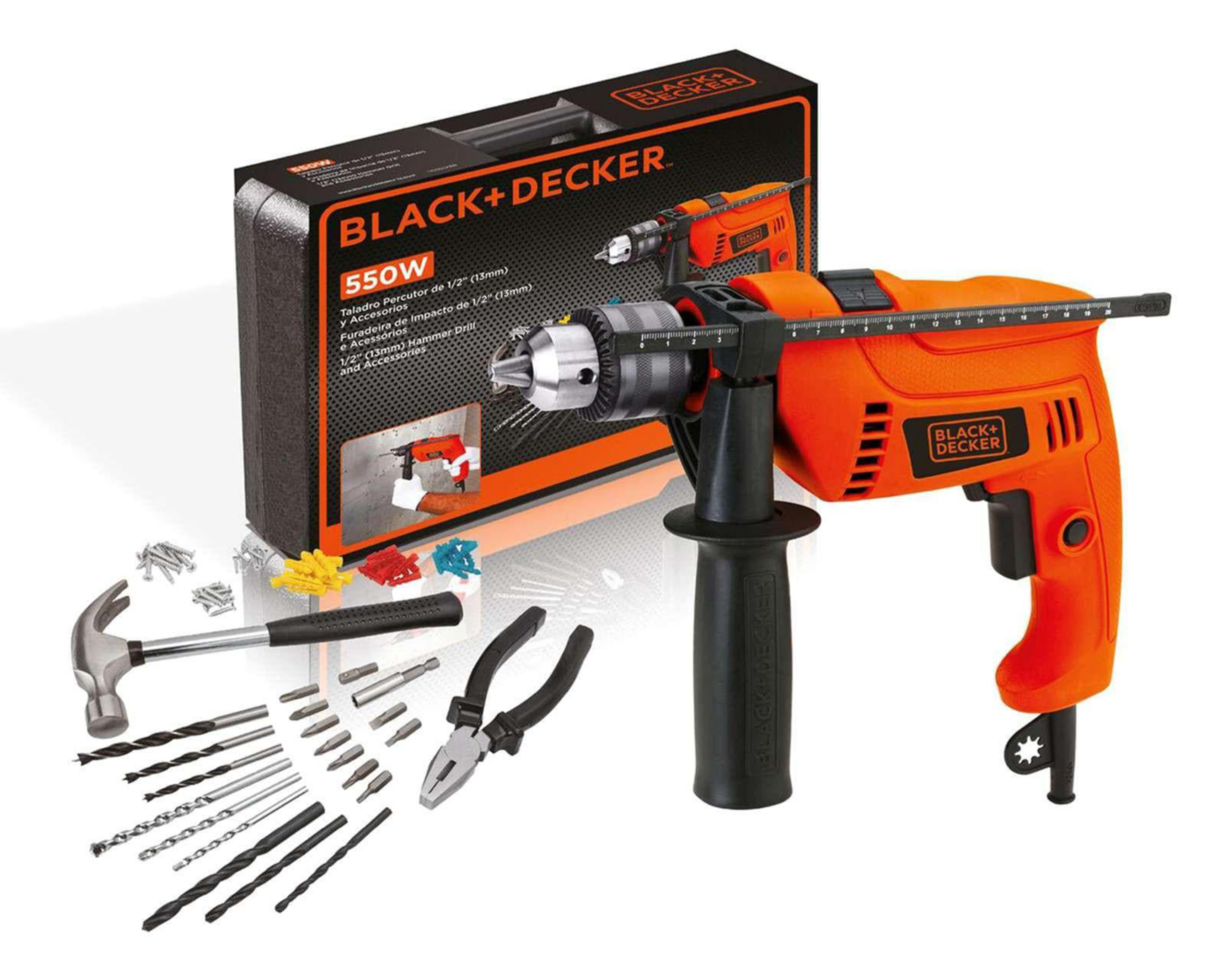 Foto 9 pulgar | Taladro Rotomartillo Black+Decker HD555K-B3 1/2"  550 W