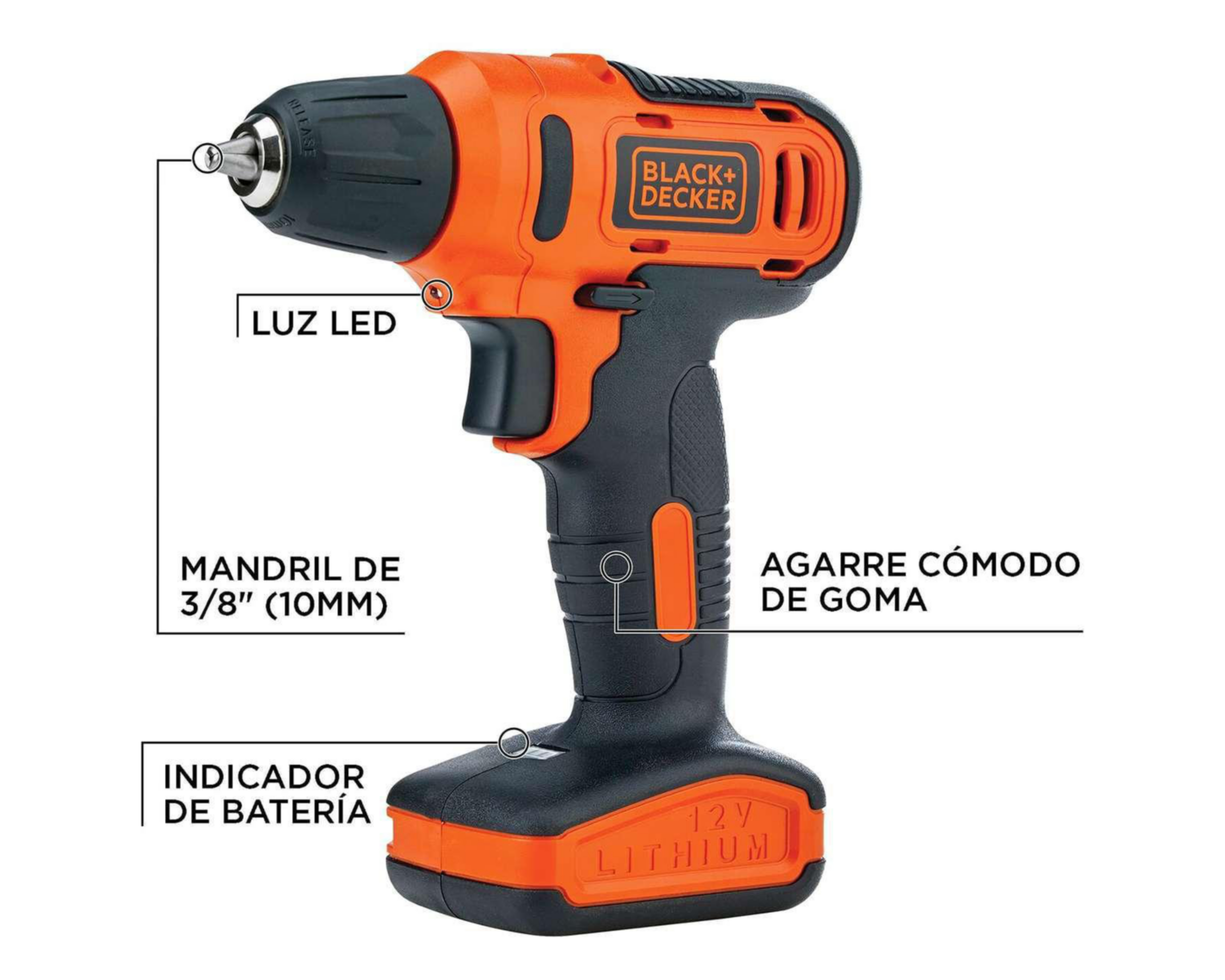 Foto 9 pulgar | Taladro Inalámbrico Black+Decker LD12SP-B3 12 V