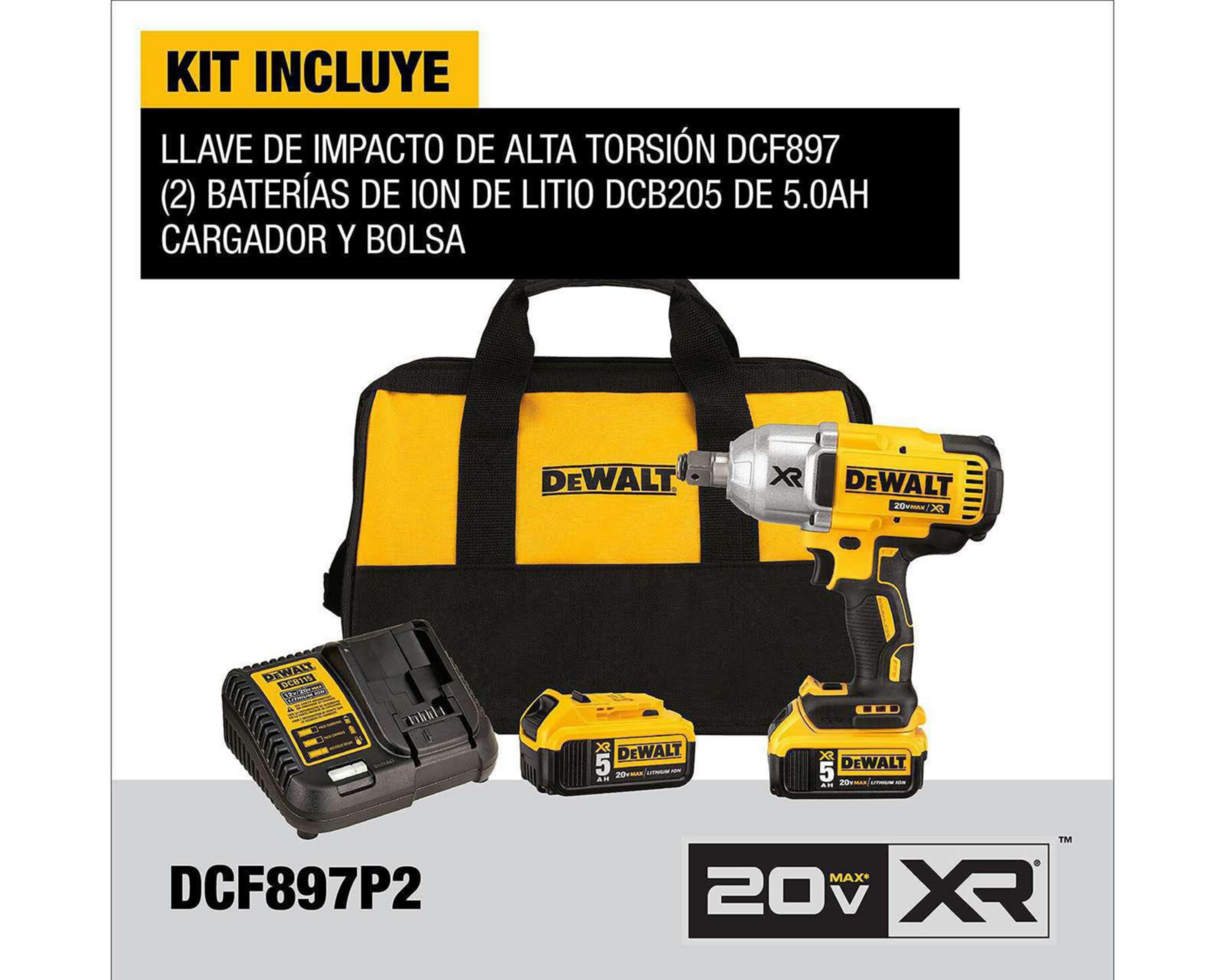 Foto 7 pulgar | Llave de Impacto Dewalt DCF897P2 20 v