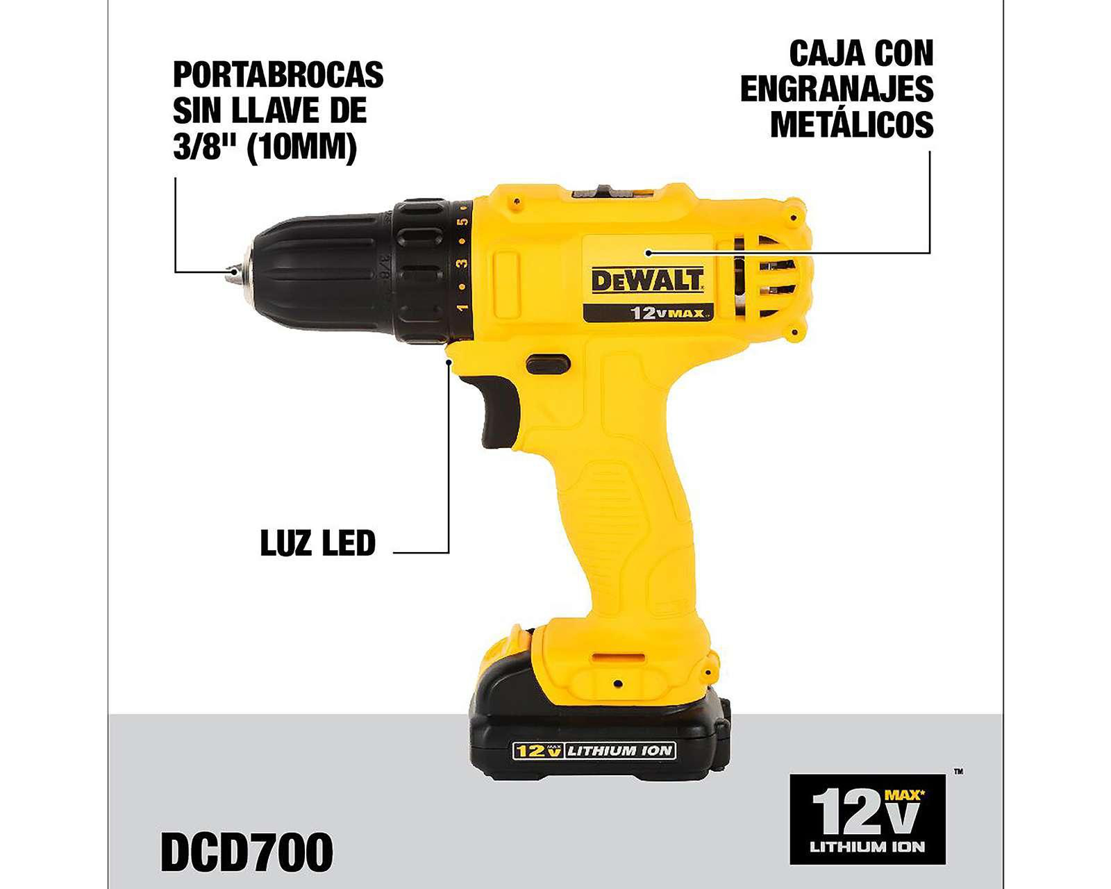 Foto 9 | Taladro Inalámbrico Dewalt DCD700C2-B3