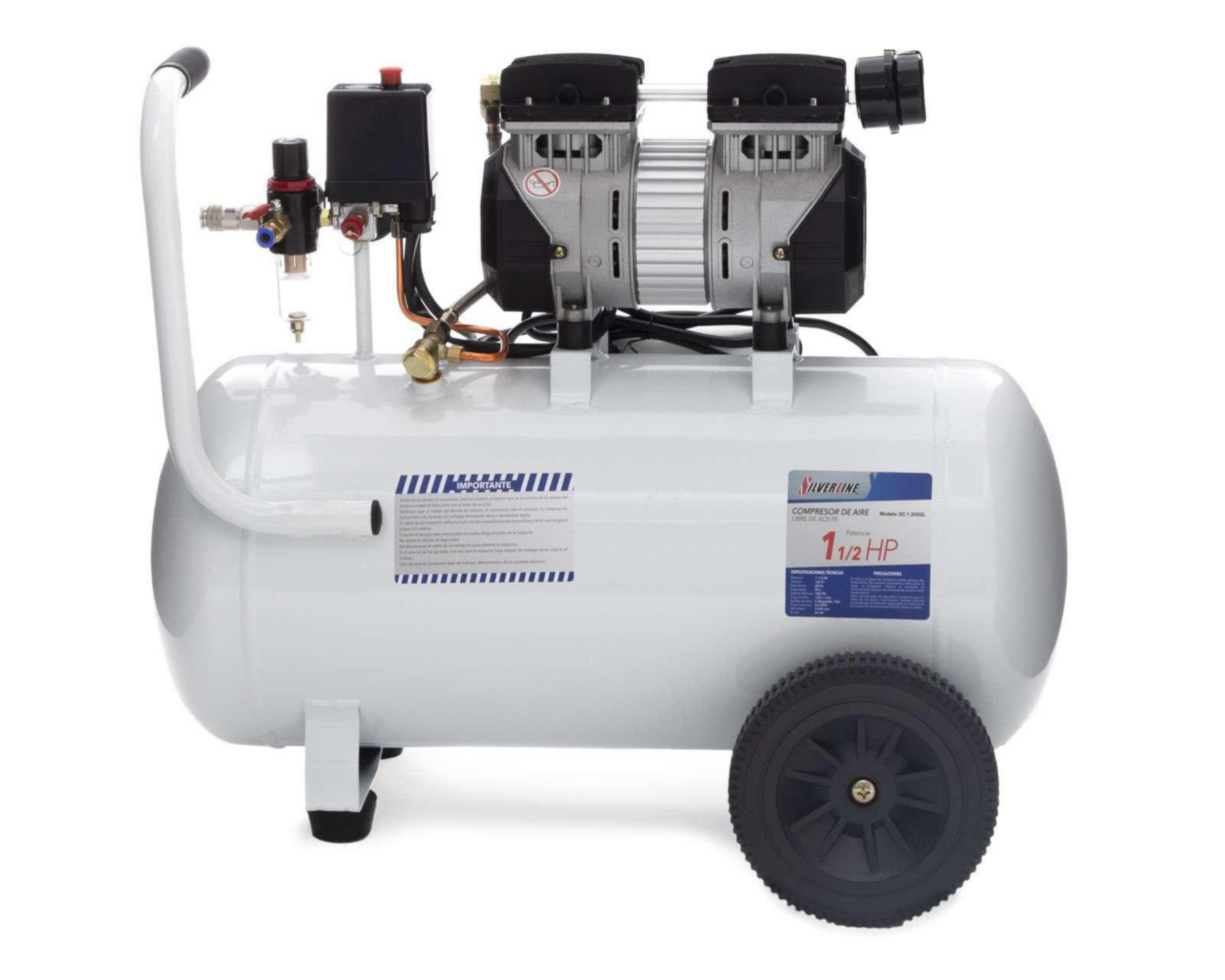 Foto 2 pulgar | Compresor de Aire Silverline DC-1.5H50L 1.5HP 50 L