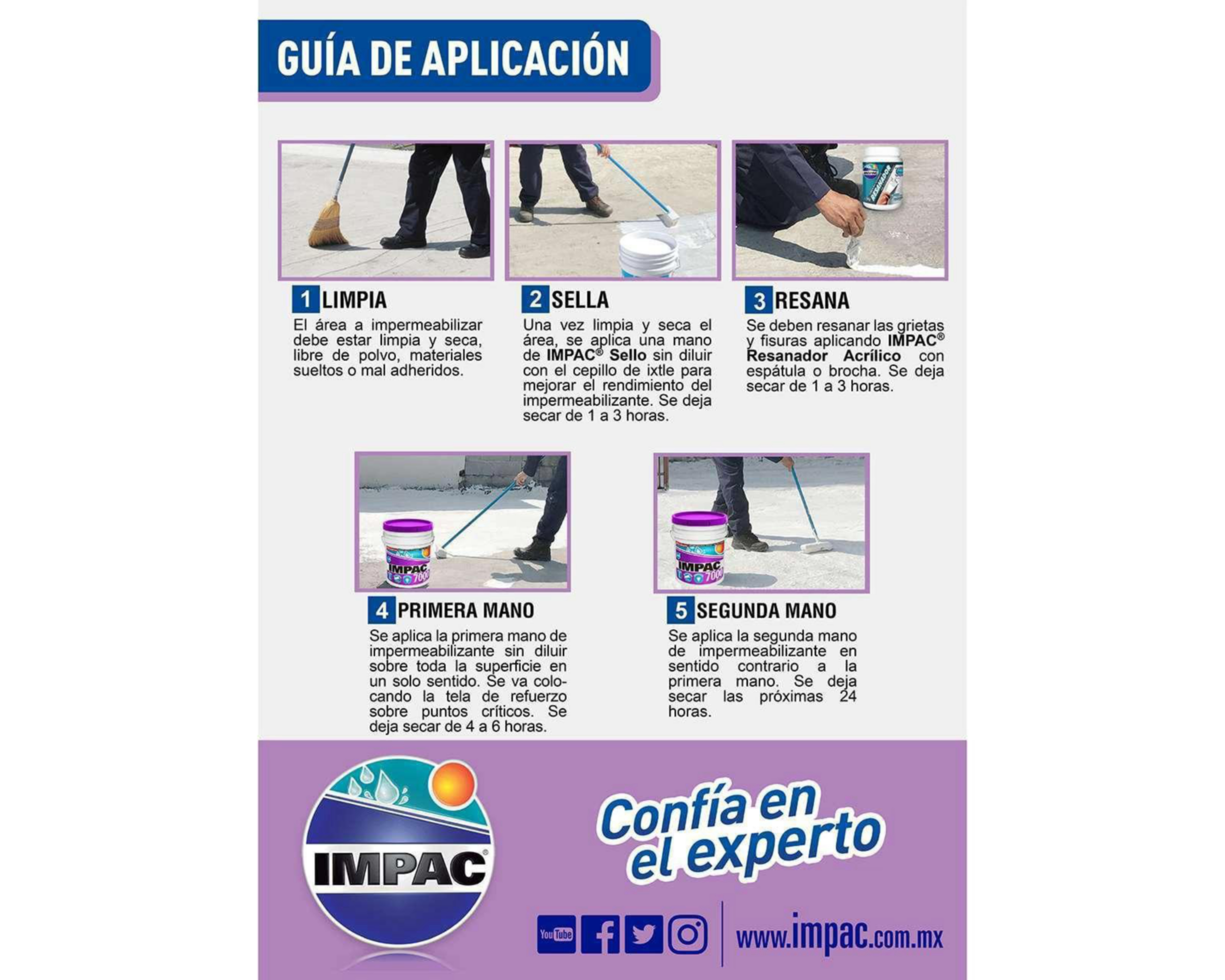 Foto 4 pulgar | Impermeabilizante Acrílico Impac 7000 Blanco 19 l