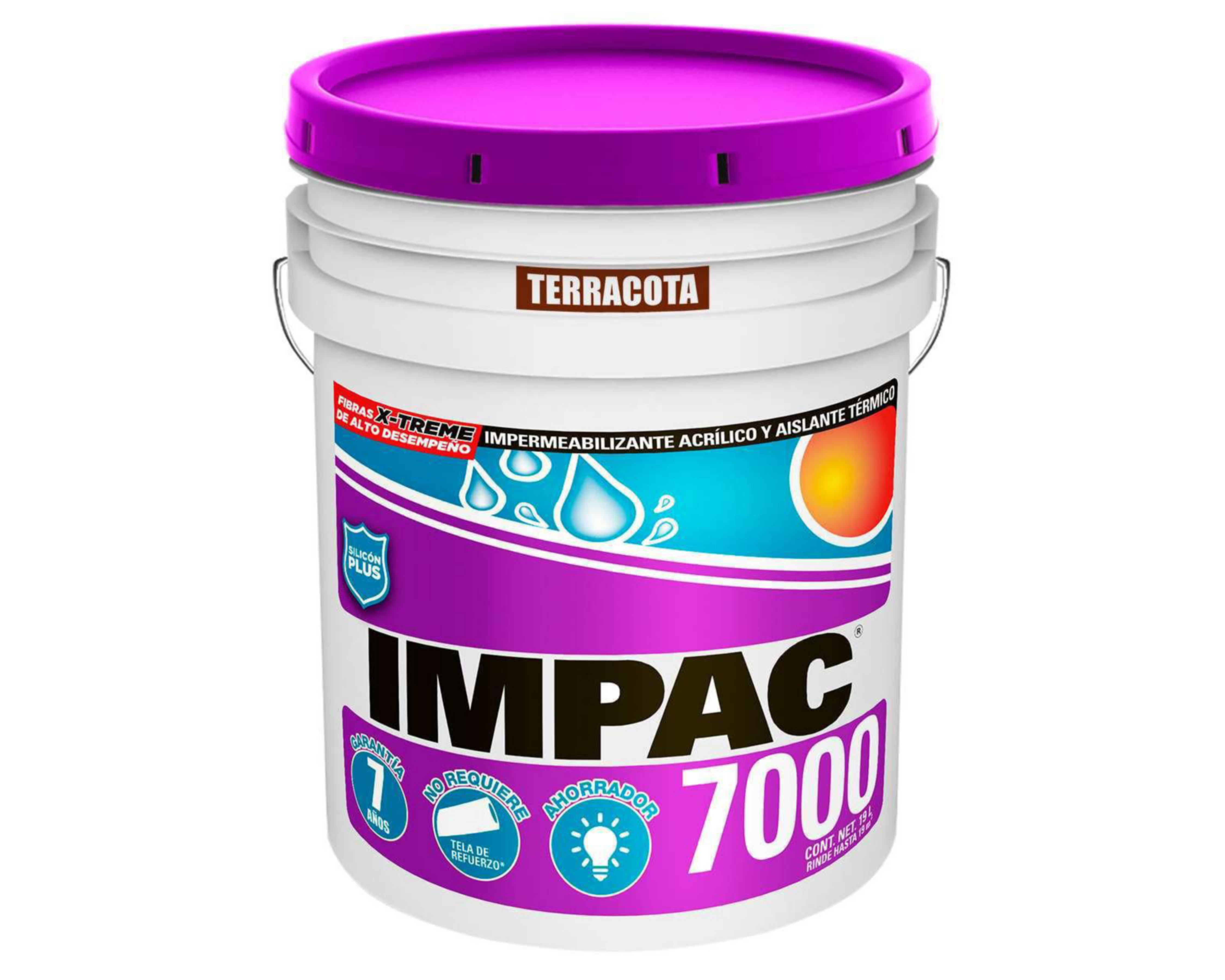 Foto 2 pulgar | Impermeabilizante Acrílico Impac 7000 Terracota 19 l