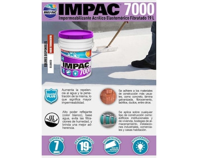 Foto 2 | Impermeabilizante Acrílico Impac 7000 Terracota 19 l