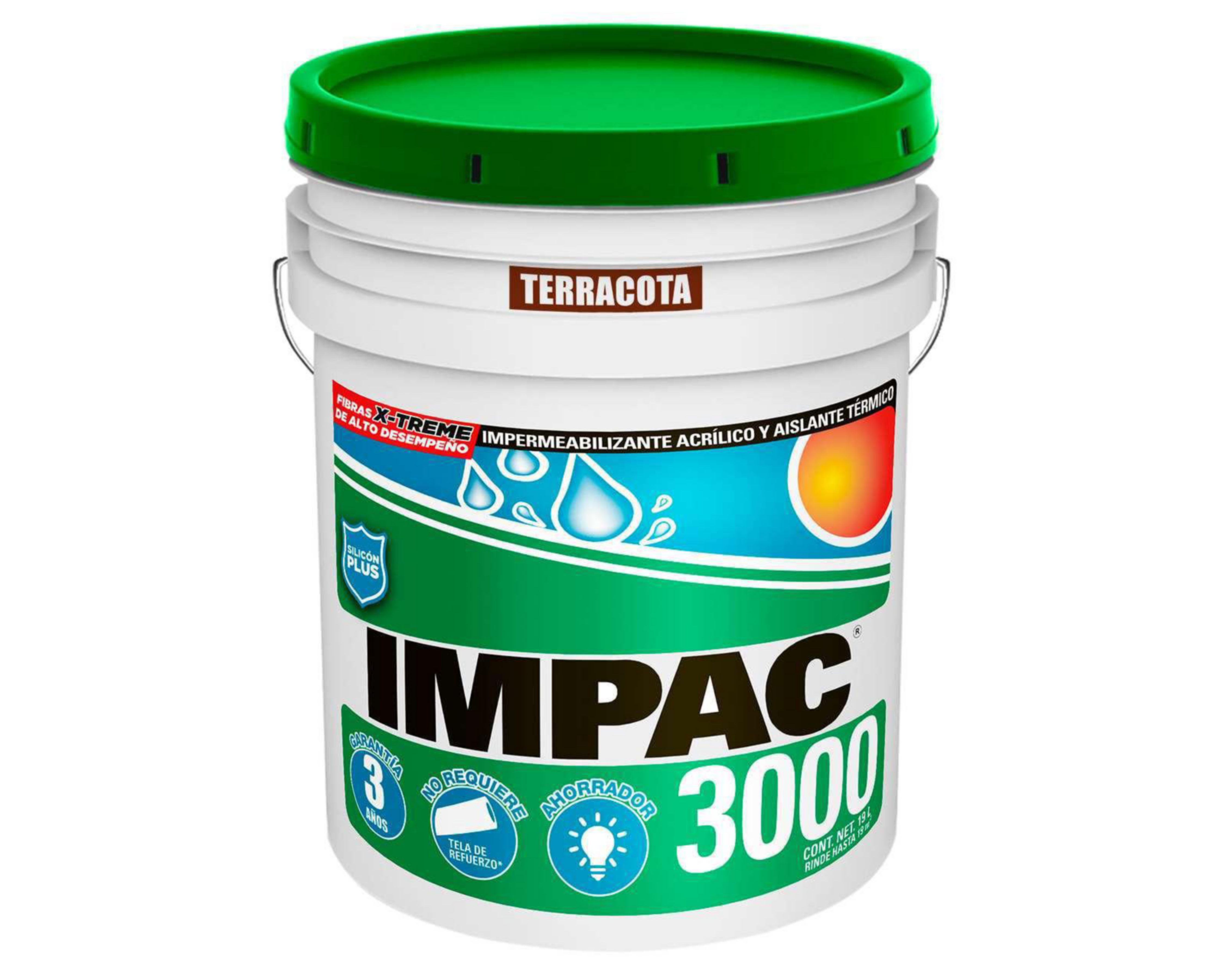 Foto 2 pulgar | Impermeabilizante Acrílico Impac 3000 Terracota 19 l