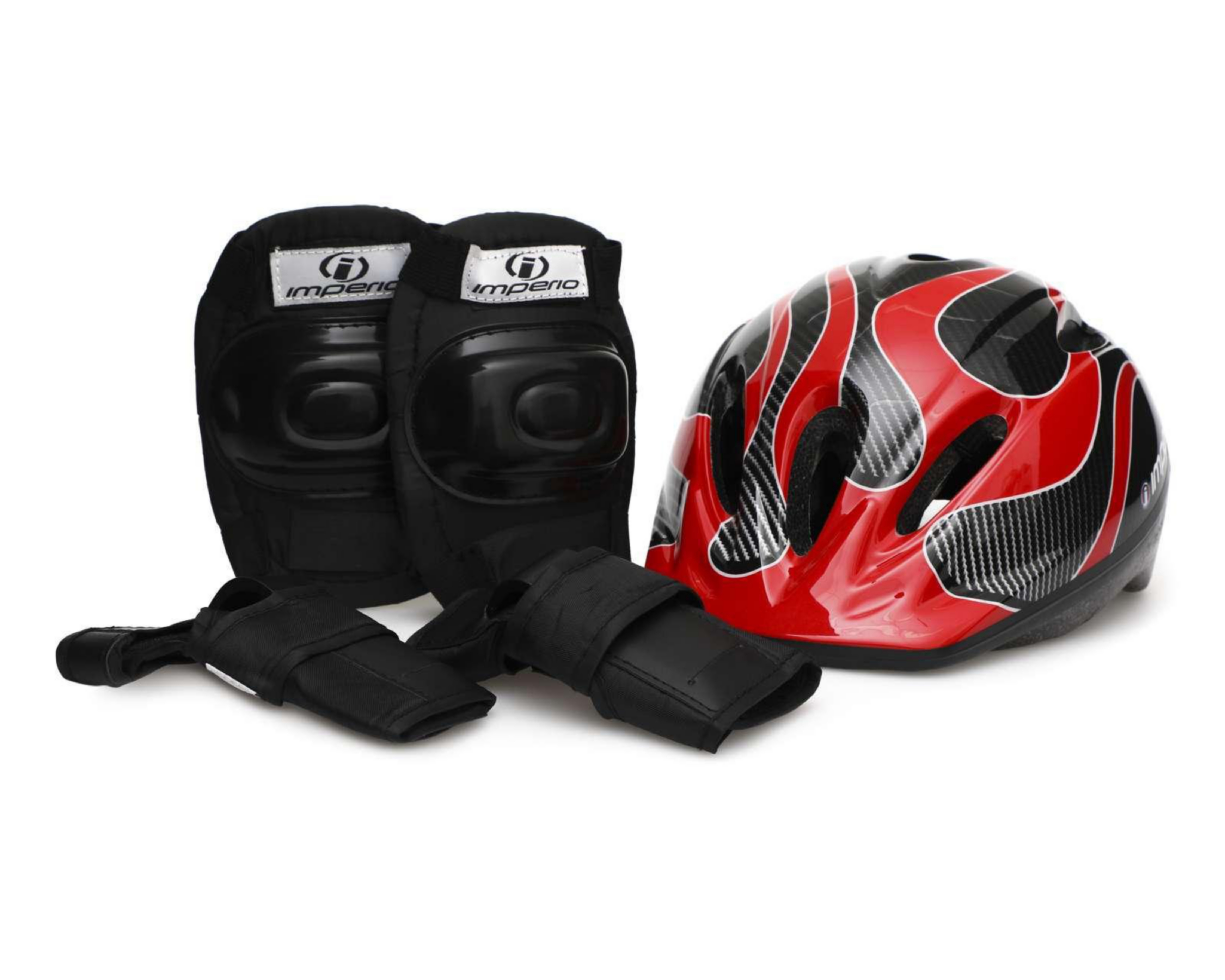 Casco y Accesorios para Ciclista Imperio Infantil Negro/Rojo