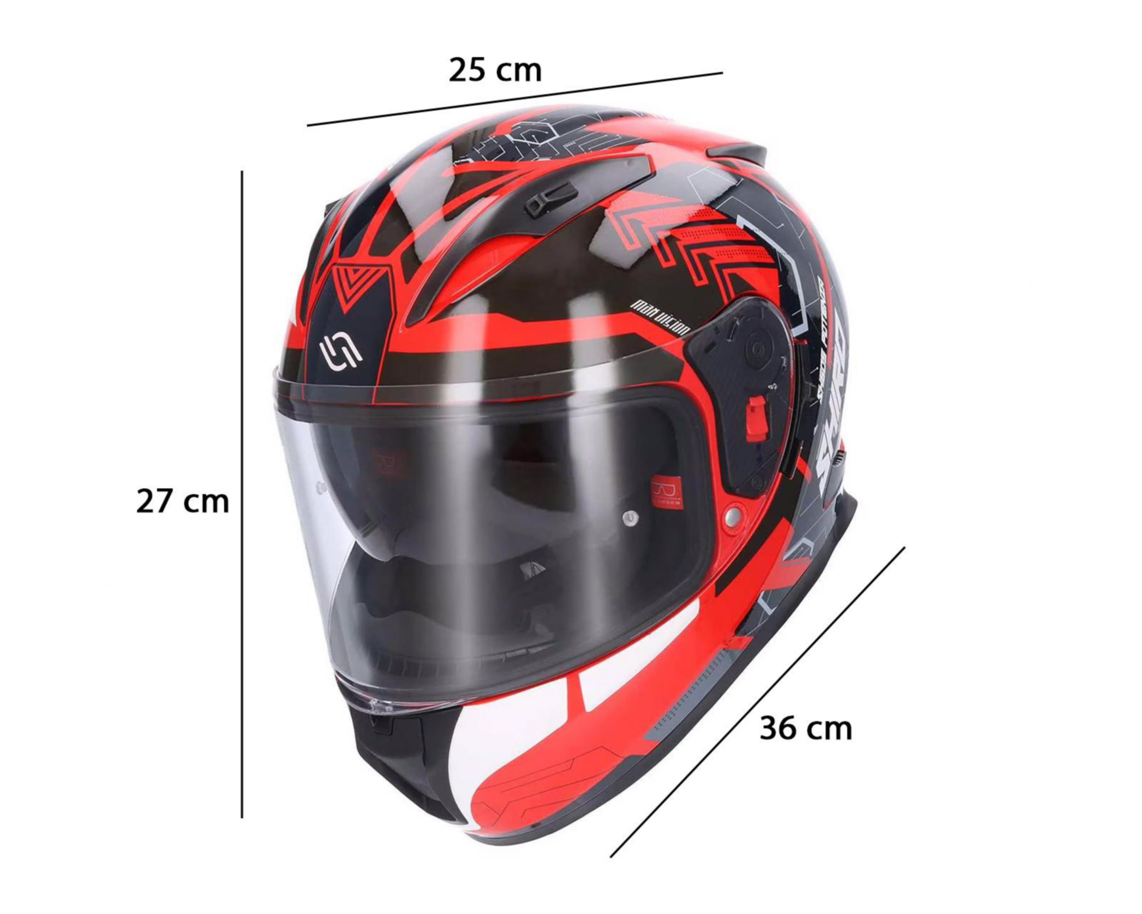 Foto 9 | Casco para Motociclista Shiro Mediano Rojo