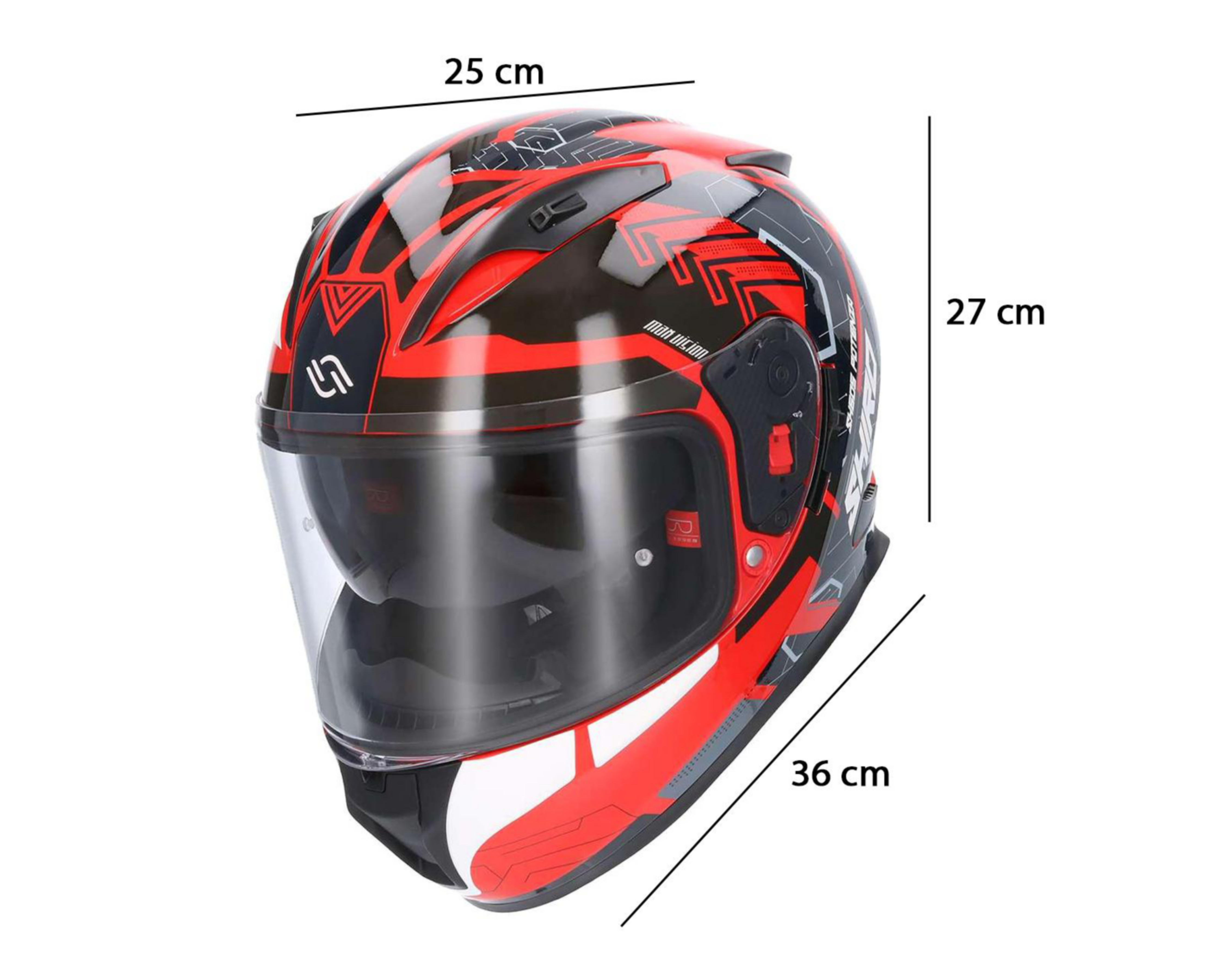 Foto 9 | Casco para Motociclista Shiro Grande Rojo