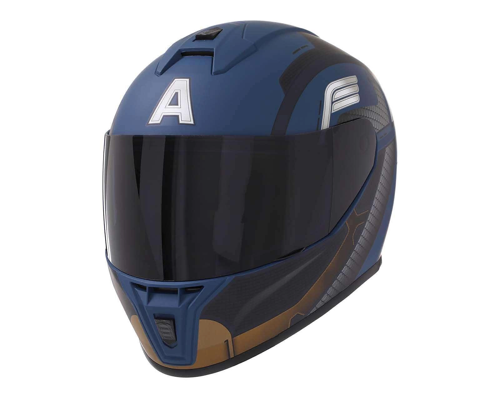 Foto 2 pulgar | Casco para Motociclista Edge Mediano Capitán América Azul