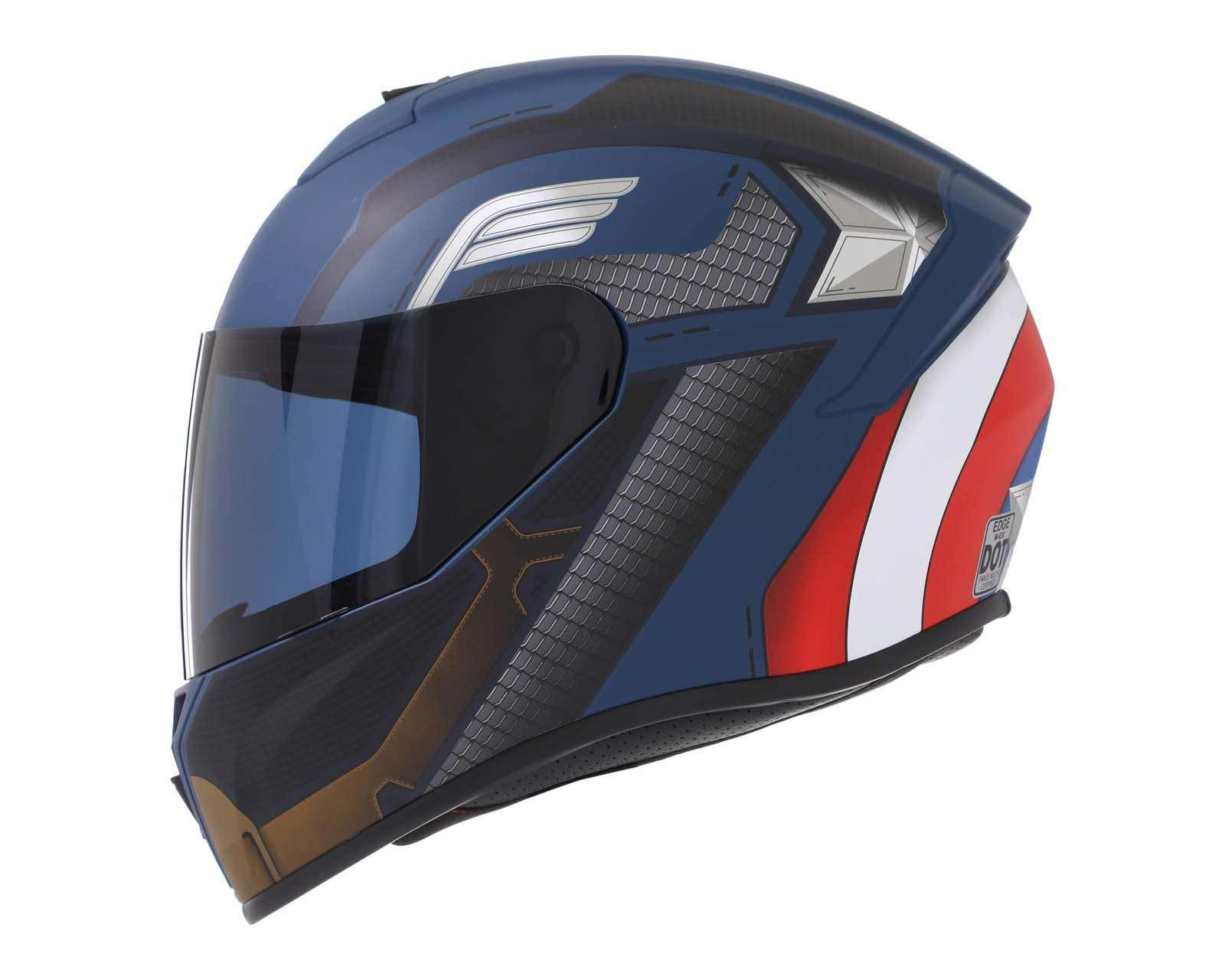 Foto 4 pulgar | Casco para Motociclista Edge Mediano Capitán América Azul