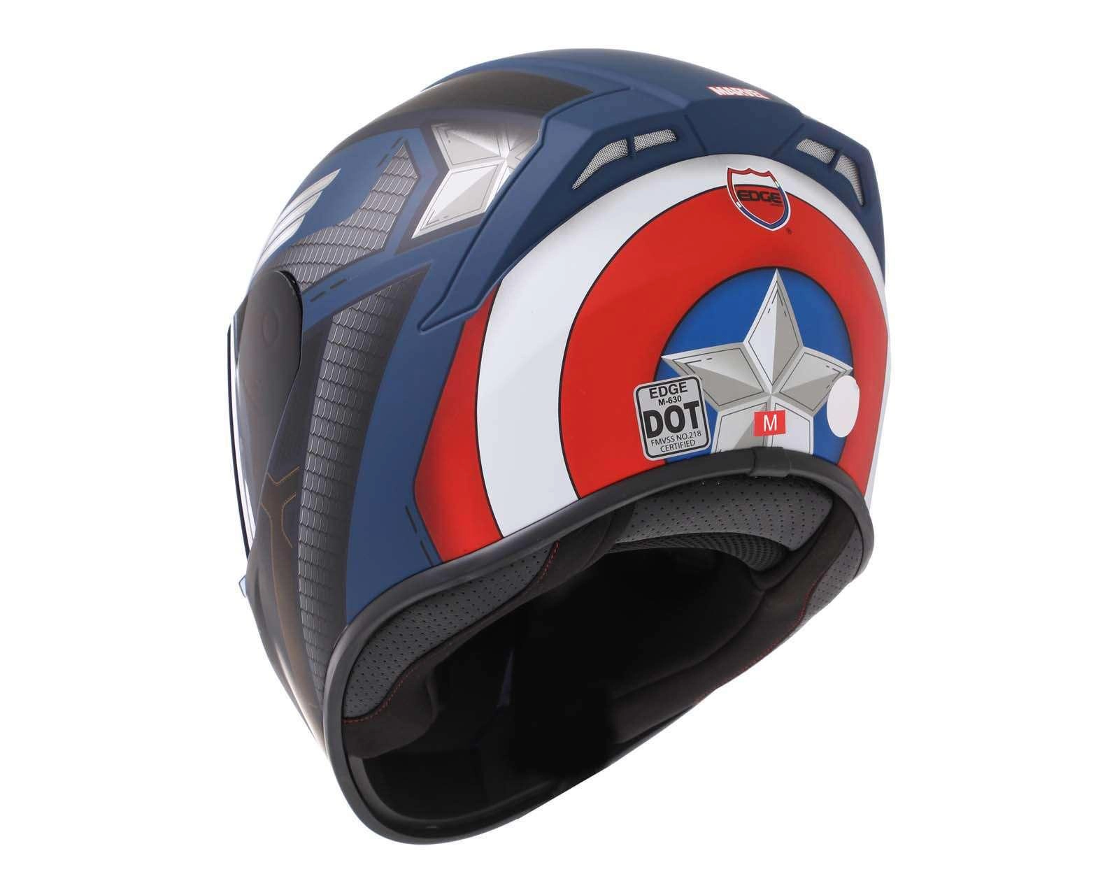 Foto 5 pulgar | Casco para Motociclista Edge Mediano Capitán América Azul