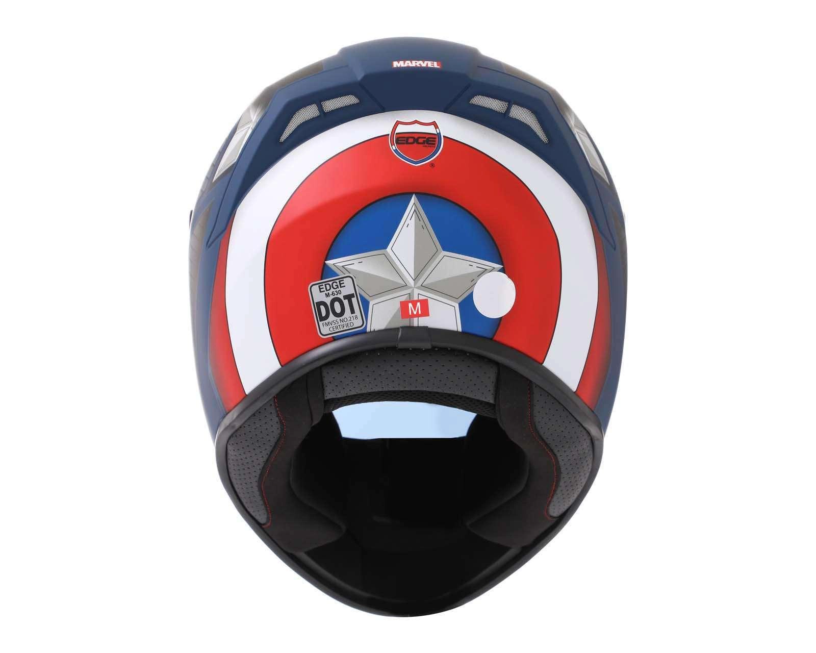 Foto 6 pulgar | Casco para Motociclista Edge Mediano Capitán América Azul