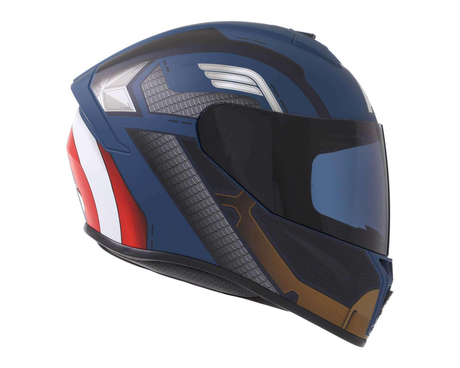Foto 7 pulgar | Casco para Motociclista Edge Mediano Capitán América Azul