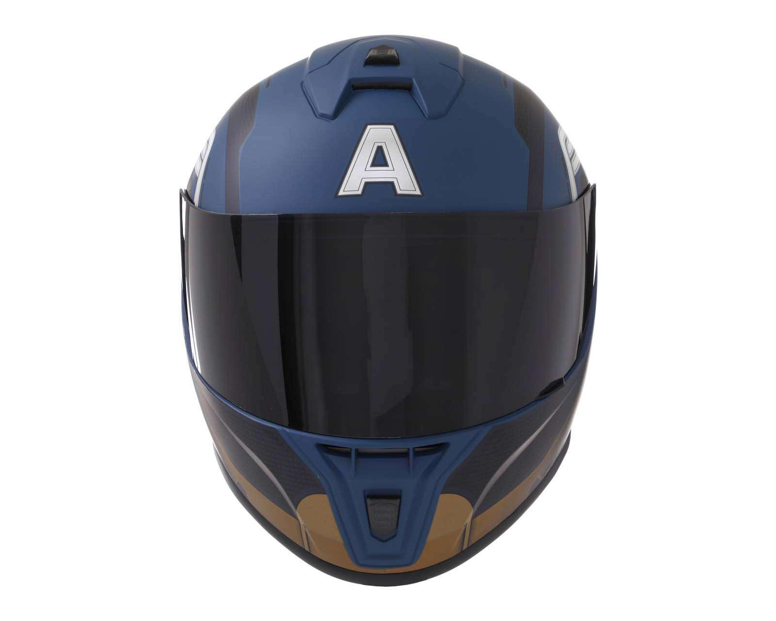 Foto 8 pulgar | Casco para Motociclista Edge Mediano Capitán América Azul