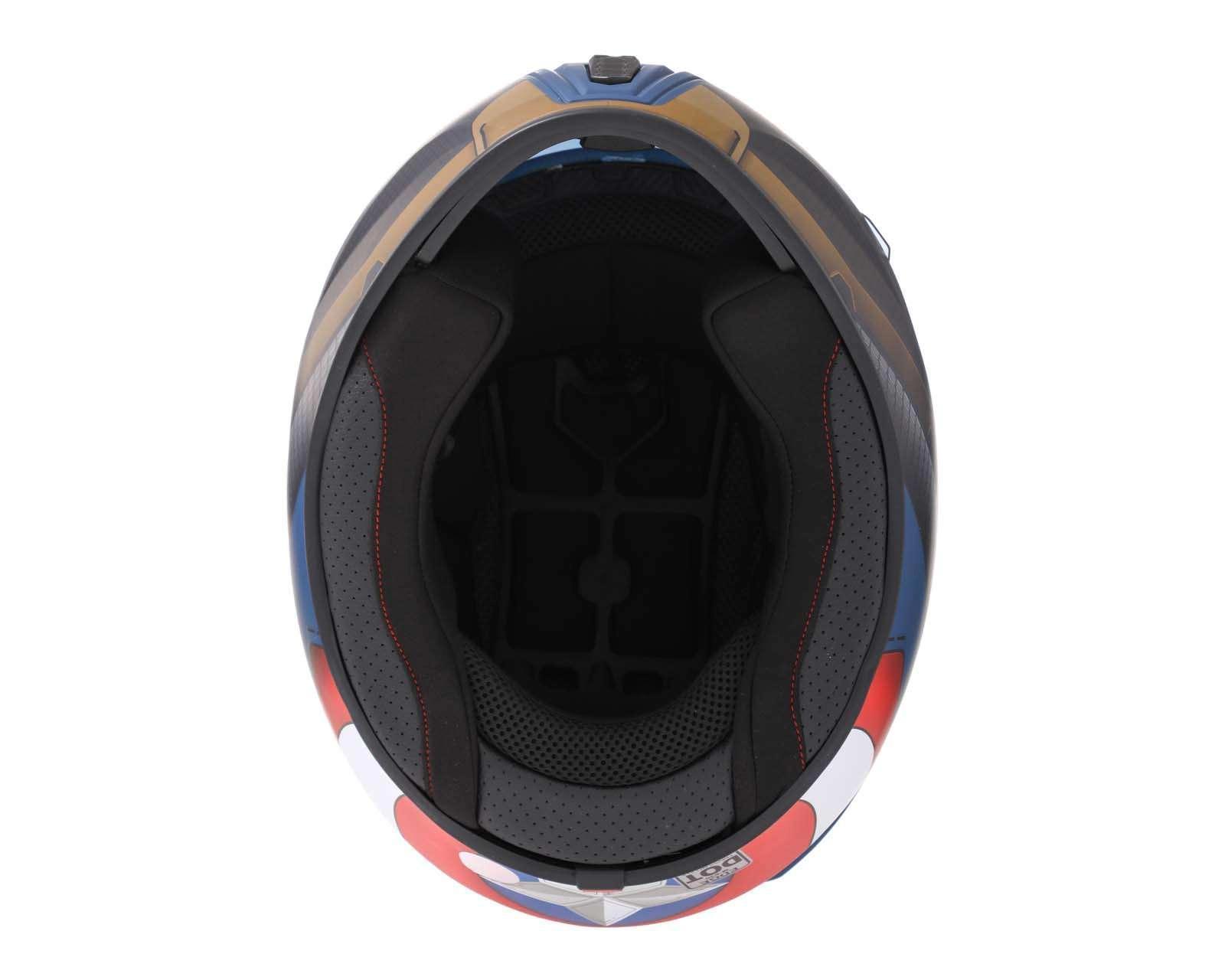 Foto 9 pulgar | Casco para Motociclista Edge Mediano Capitán América Azul