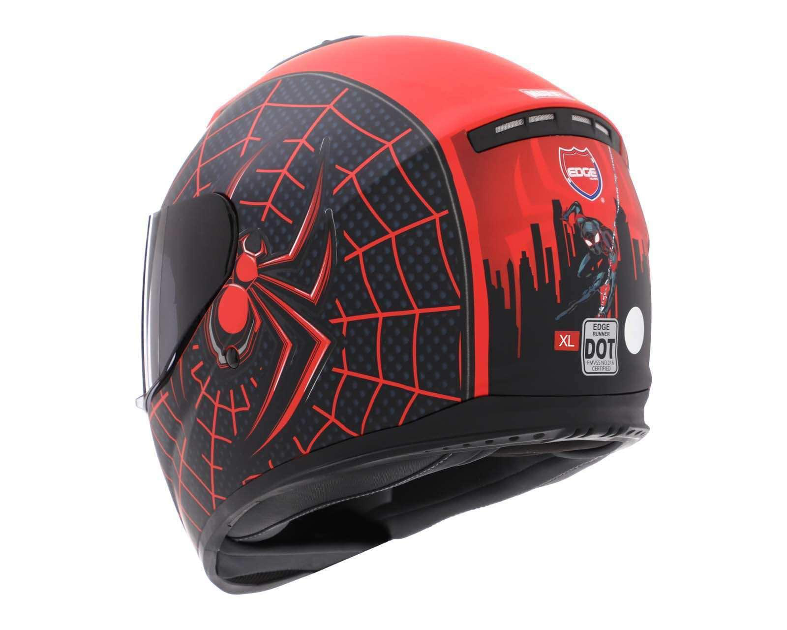 Foto 4 pulgar | Casco para Motociclista Edge Extragrande Miles Morales Rojo