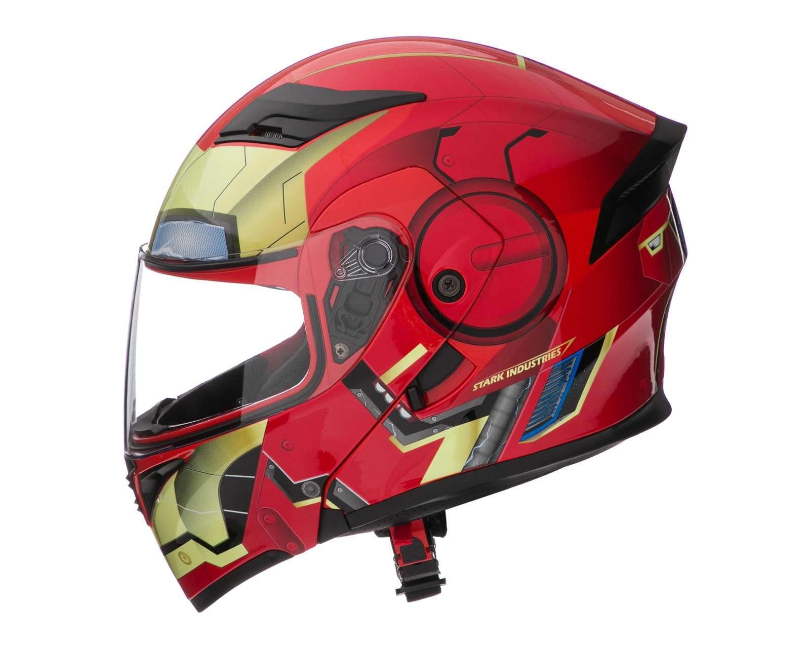 Foto 3 pulgar | Casco para Motociclista Edge Extragrande Iron Man Rojo