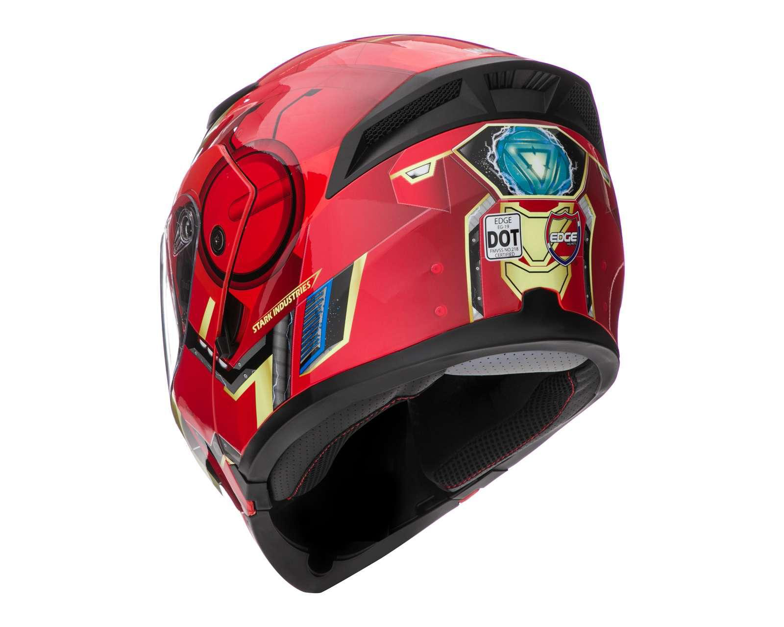 Foto 4 pulgar | Casco para Motociclista Edge Extragrande Iron Man Rojo