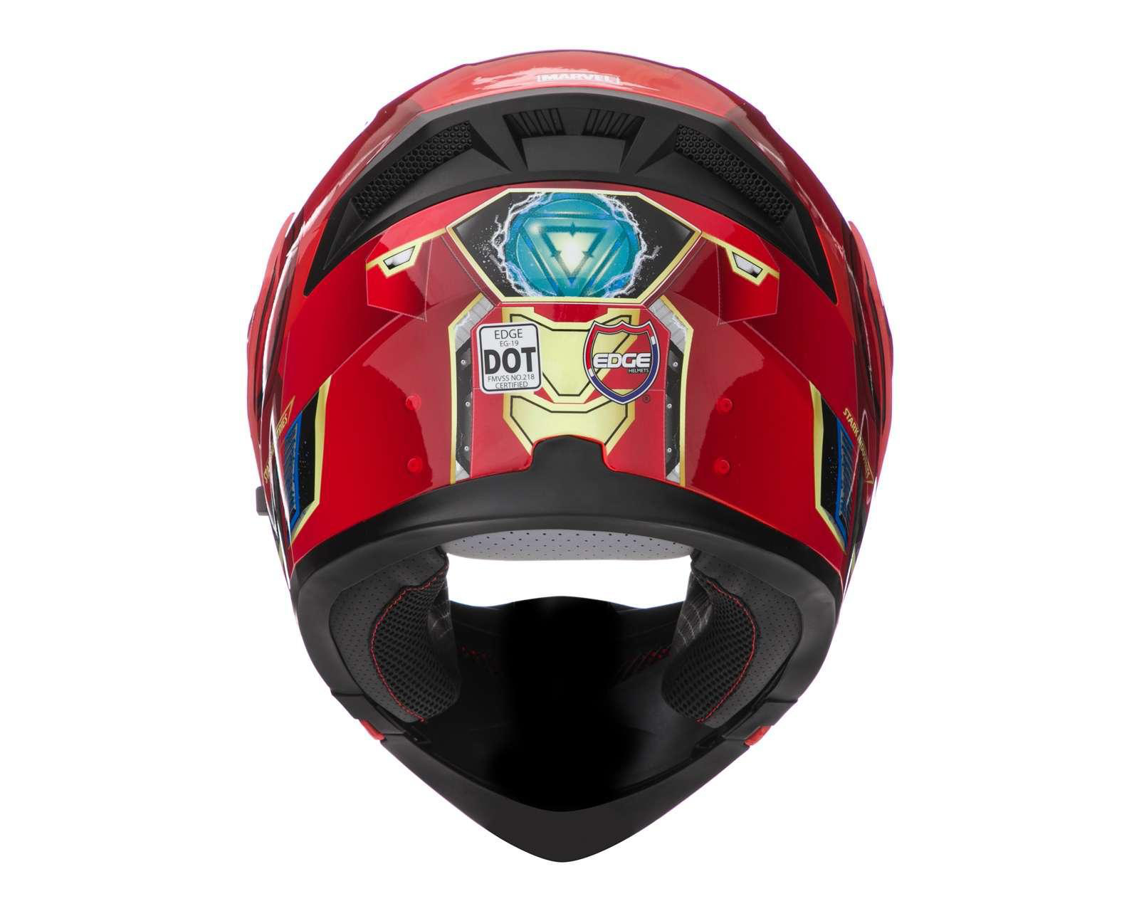 Foto 5 pulgar | Casco para Motociclista Edge Mediano Iron Man Rojo