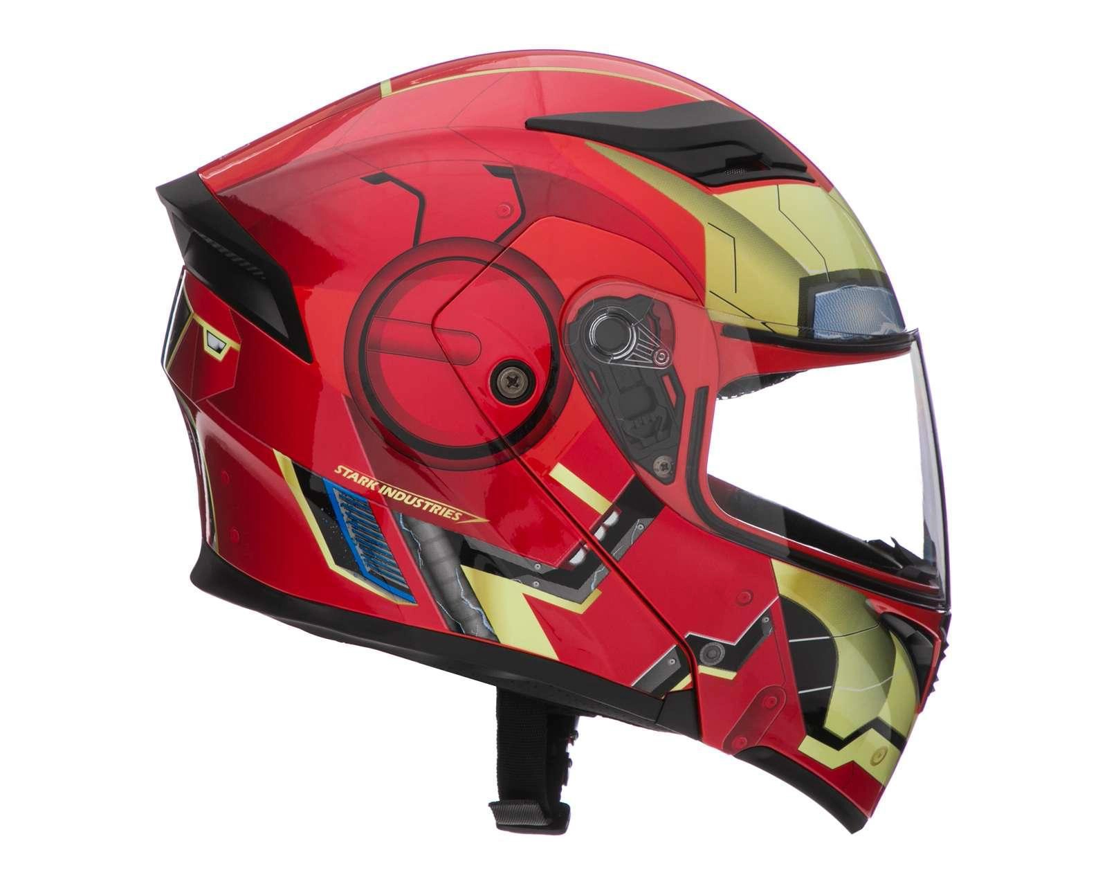 Foto 6 pulgar | Casco para Motociclista Edge Mediano Iron Man Rojo