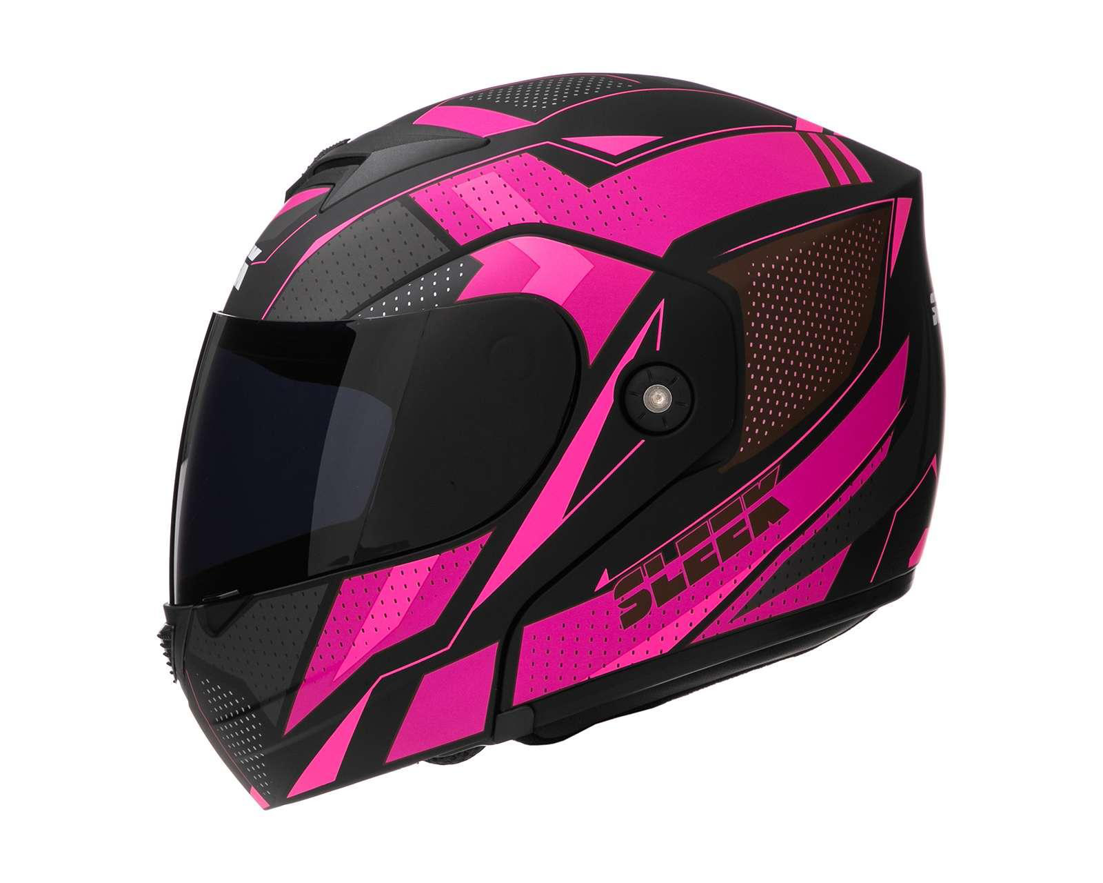 Foto 3 pulgar | Casco para Motociclista Sleek Chico Abatible Rosa