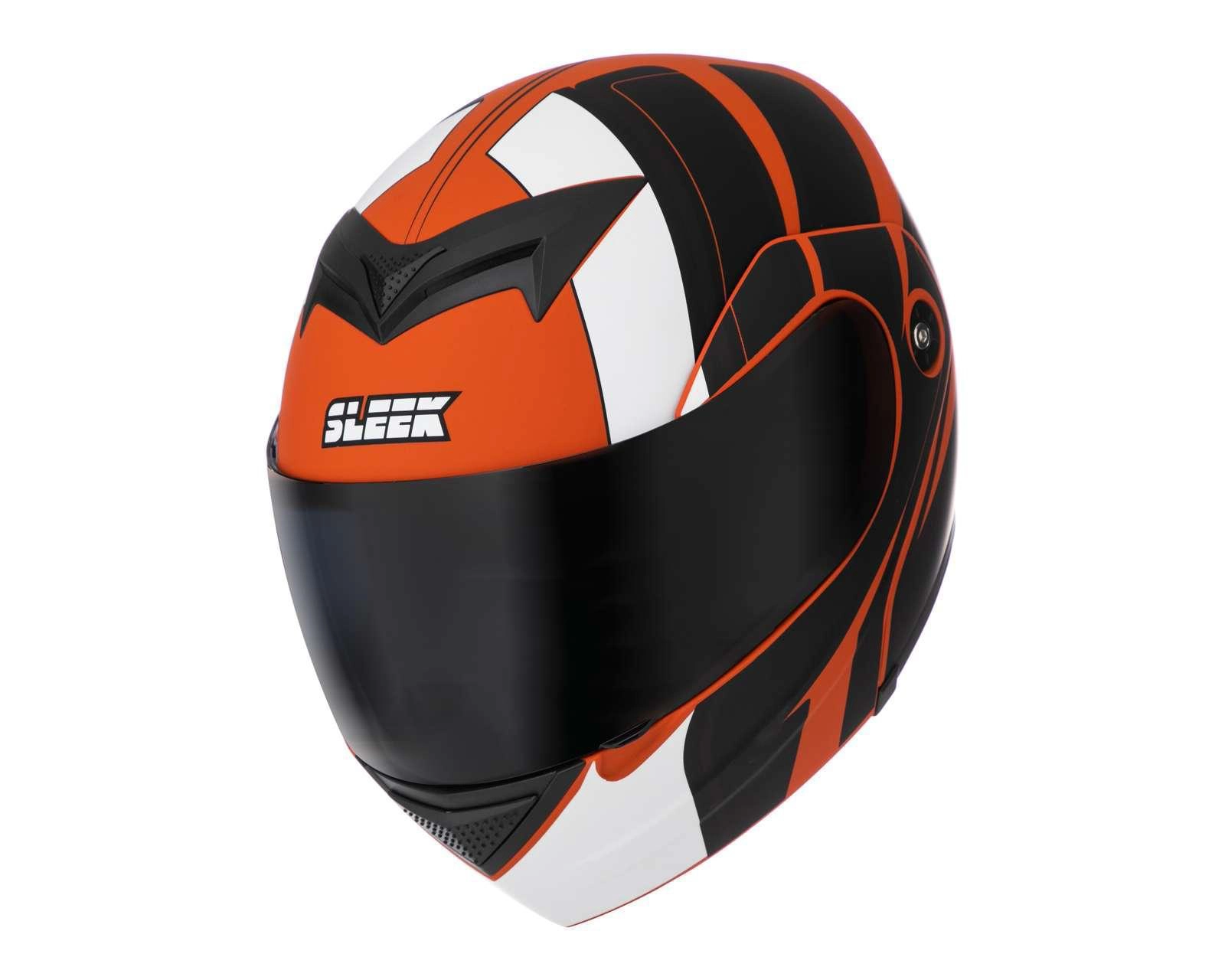 Foto 2 pulgar | Casco para Motociclista Sleek Extragrande Anaranjado