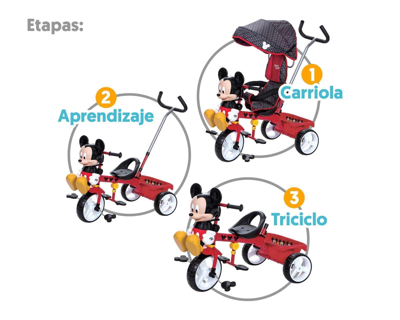 Foto 4 pulgar | Triciclo Etapas Flying Wheel Mickey Mouse 3 en 1