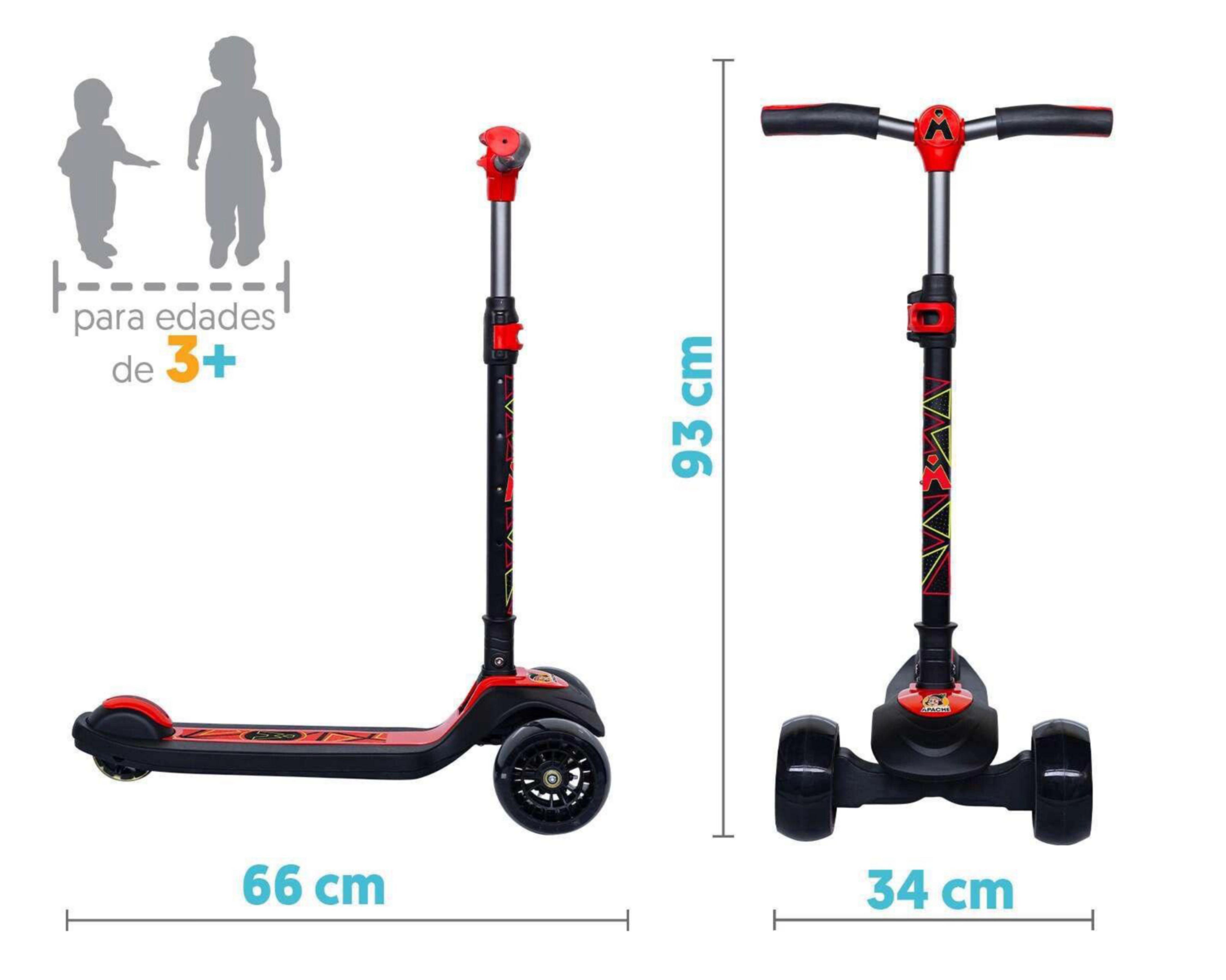Foto 4 pulgar | Scooter Apache Triscooter con Luces