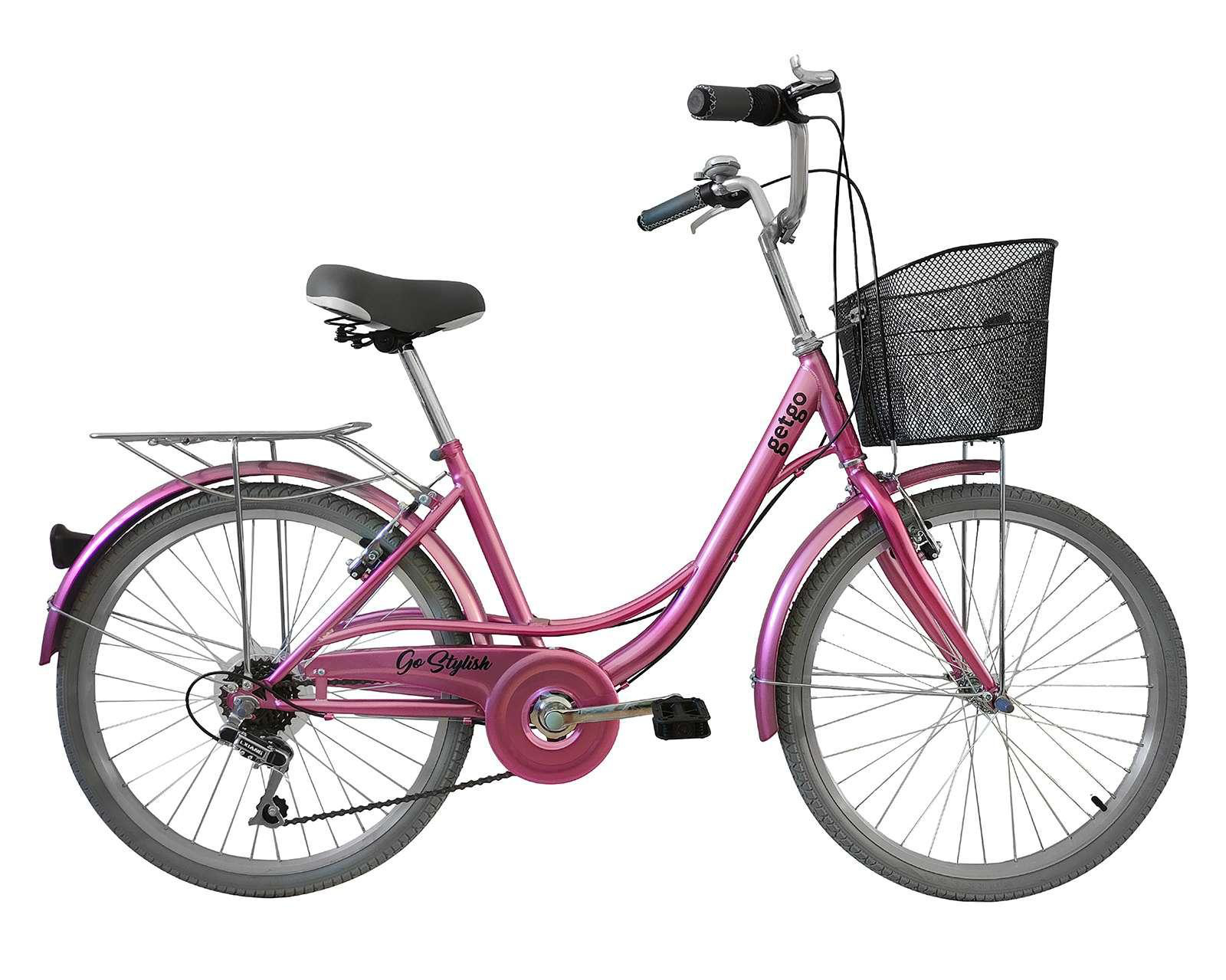 Foto 2 pulgar | Bicicleta Urbana Getgo Stylish 24" Rosa