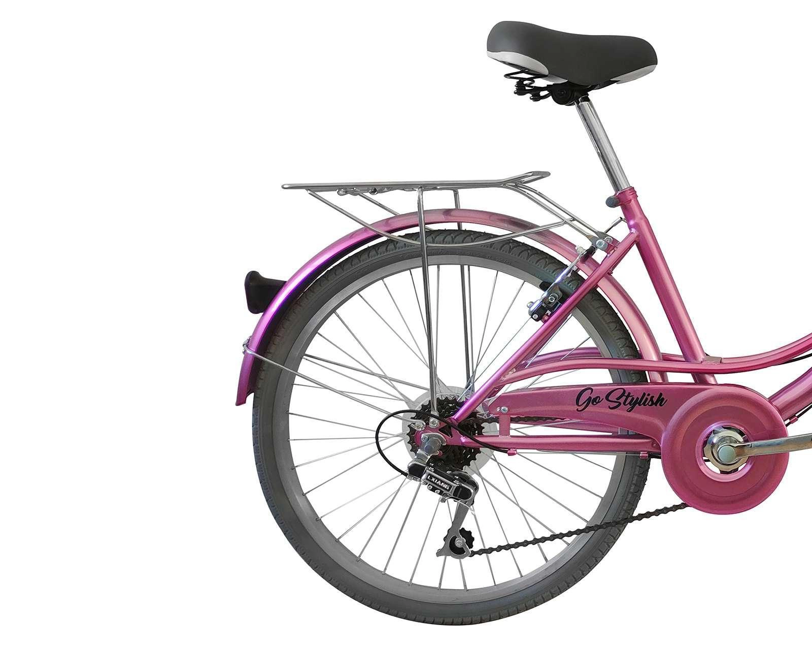 Foto 5 pulgar | Bicicleta Urbana Getgo Stylish 24" Rosa