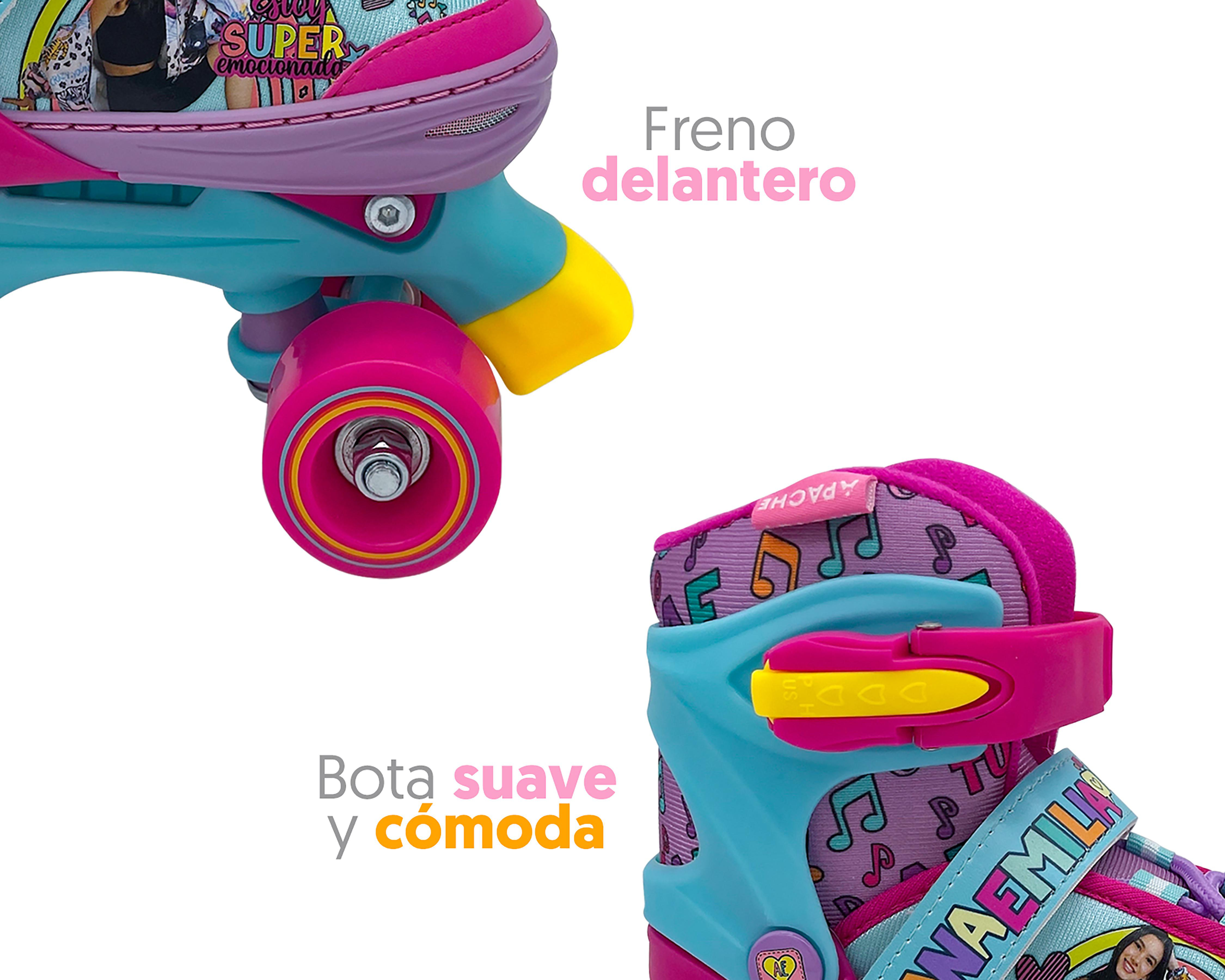 Foto 4 pulgar | Patines Apache Ana Emilia QSBANE Rosa Tallas 19 - 22