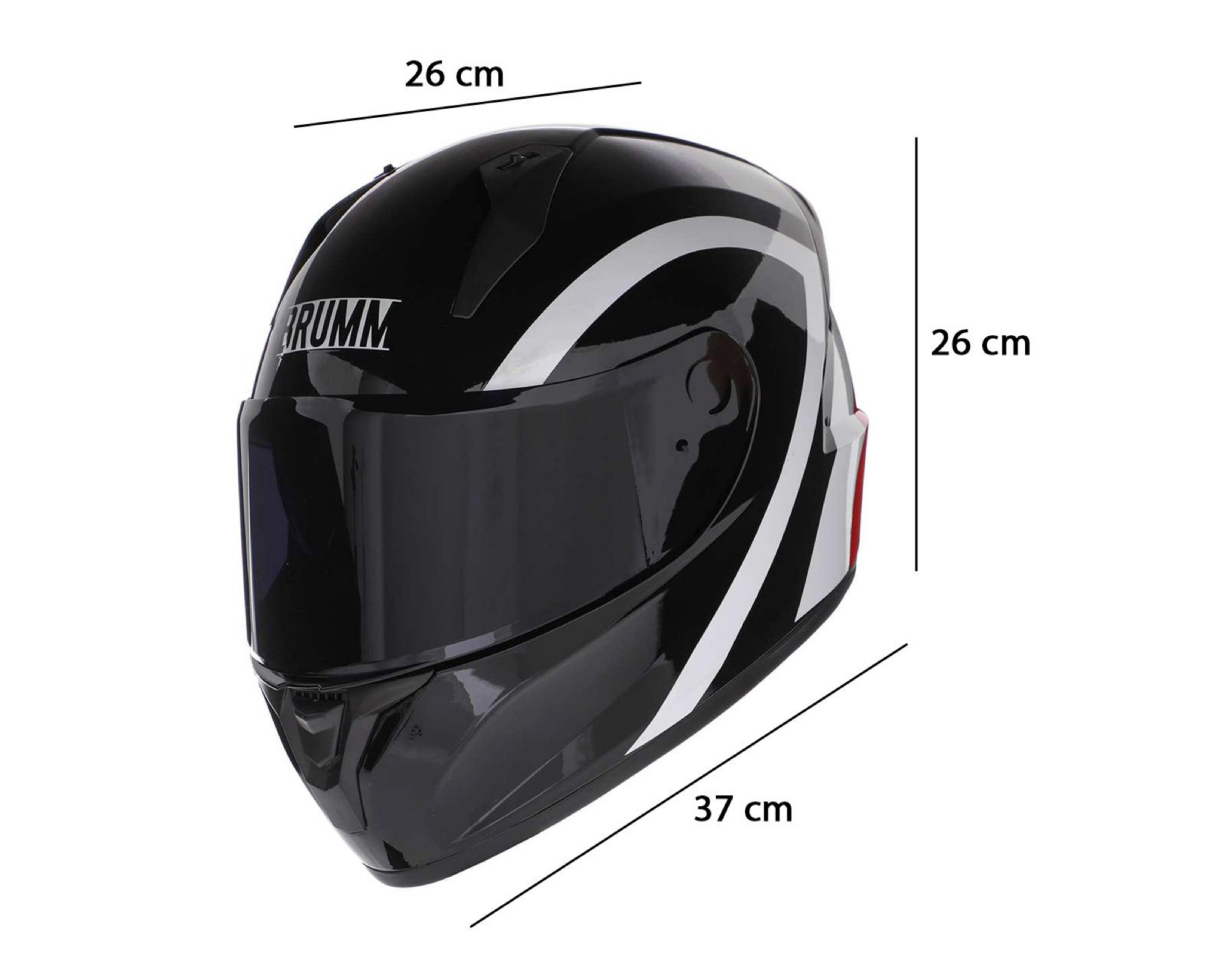 Foto 10 pulgar | Casco para Motociclista Brumm Extragrande Negro