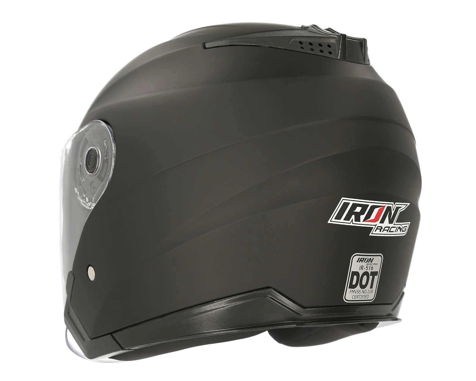 Foto 4 pulgar | Casco para Motociclista Iron Racing Grande Negro