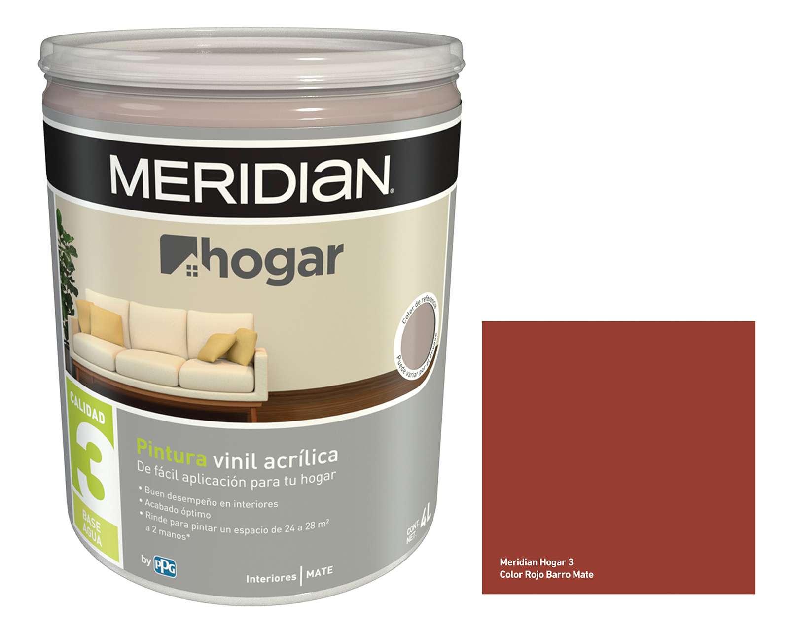 Foto 3 | Pintura Acrílica Meridian Rojo Barro 4 l